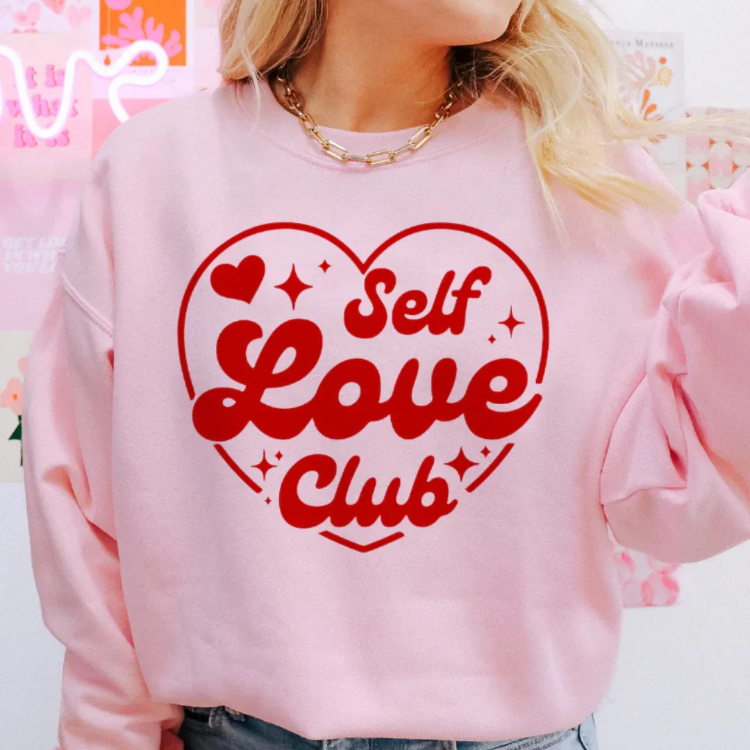 Online Exclusive | Self Love Club Red Heart Graphic Sweatshirt in Pink