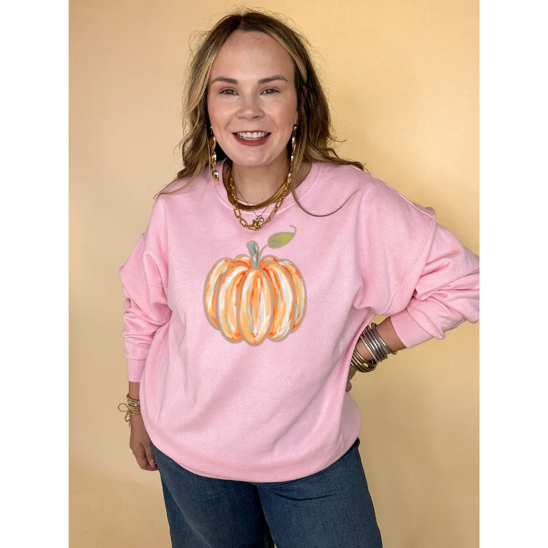 Online Exclusive |  Watercolor Pumpkin Graphic Sweatshirt in Multiple Color Options