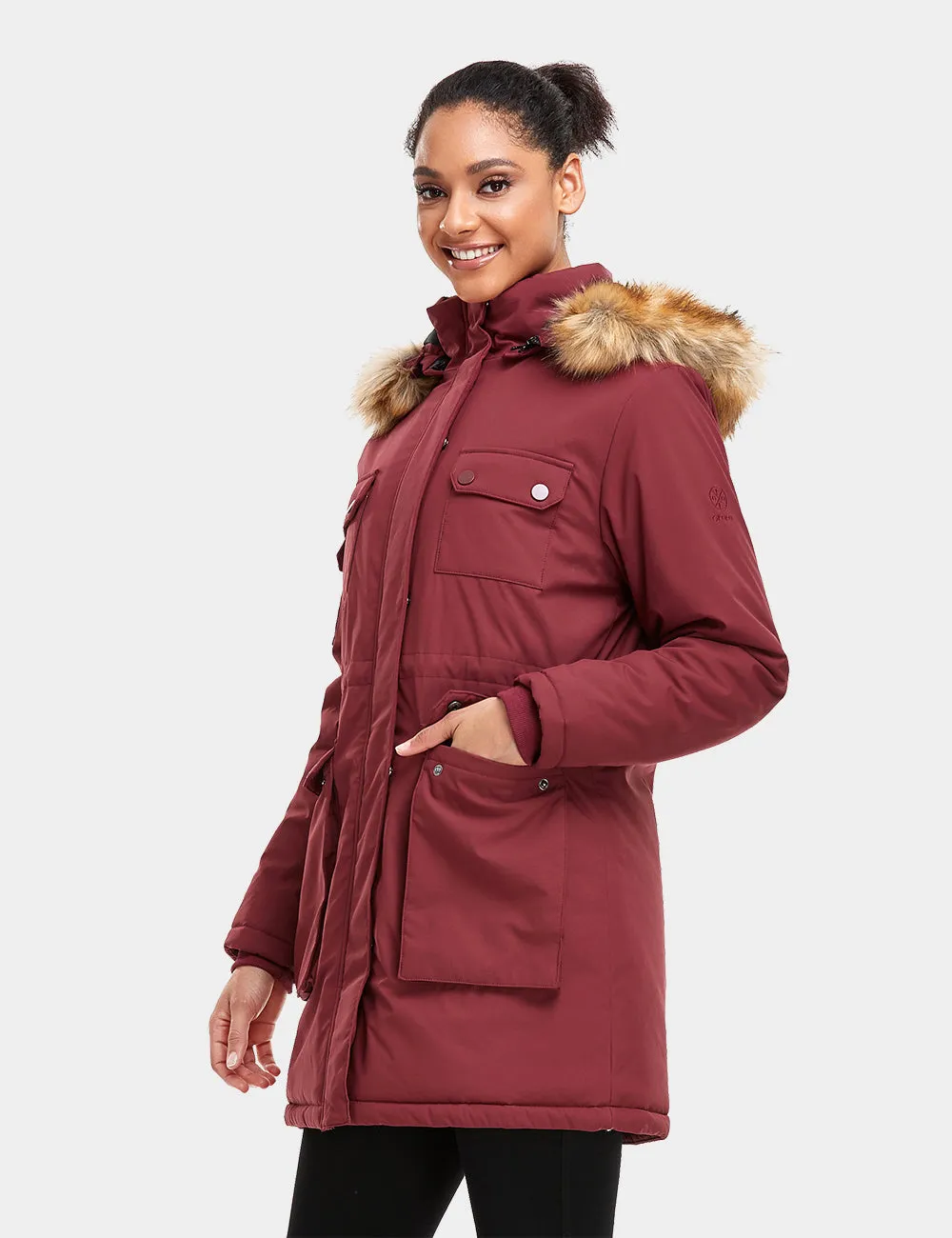 (Open-box) Women's Heated Thermolite® Parka - Black/Olive Green/Red