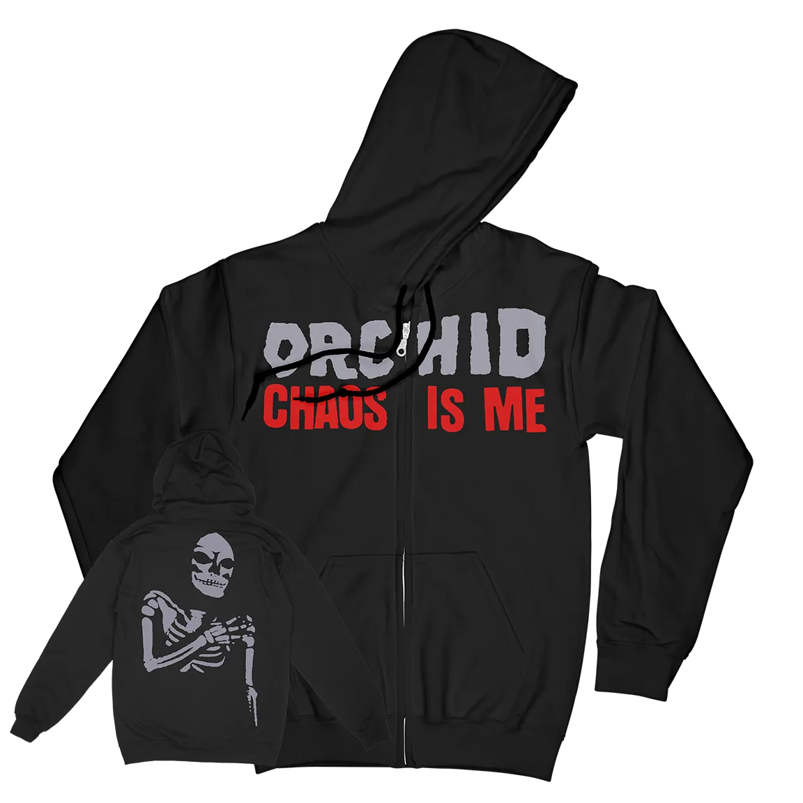 Orchid "Chaos Is Me" Black Zip Up Sweatshirt