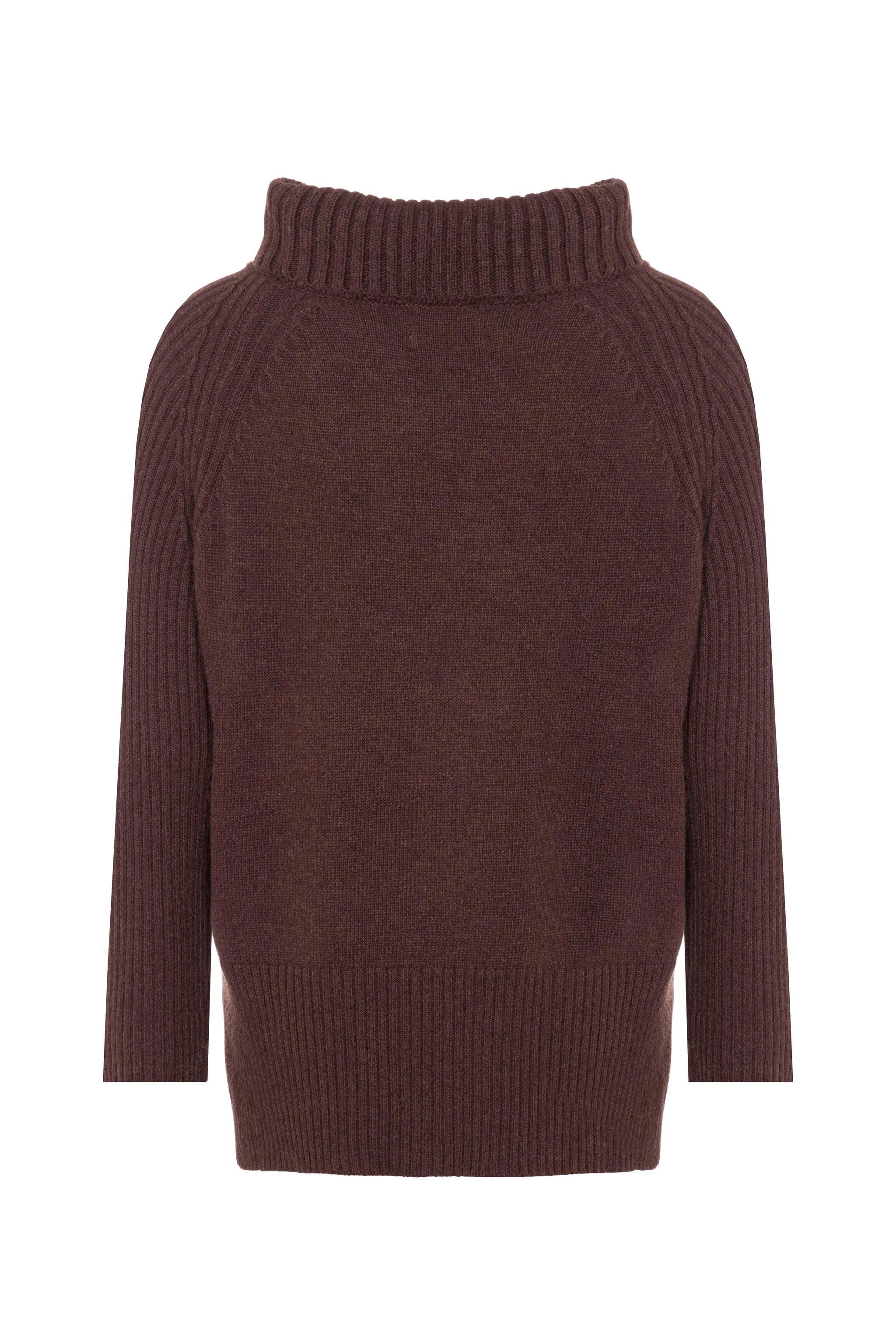 Oversized Cashmere Blend Roll Neck (Chocolate)