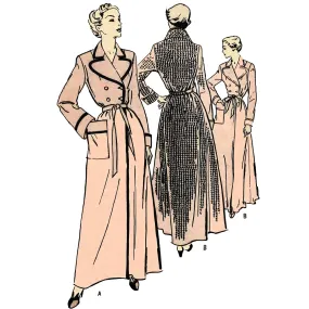 PDF - 1950s Pattern, Women's Double Breasted Robe, Dressing Gown -  Bust 36” (91cm) - Download