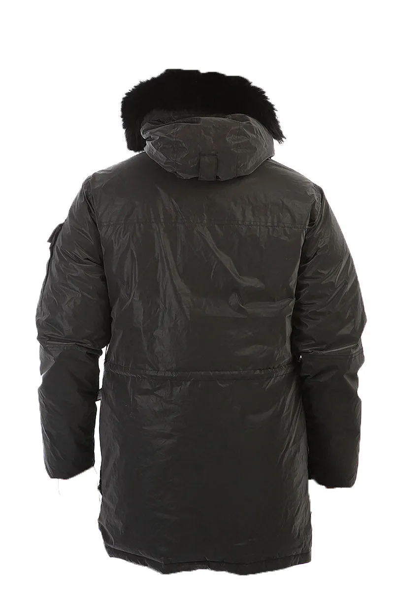 Penfield Women's Black Reflective Hoosac Real Fur Hood Jacket Size S NWT