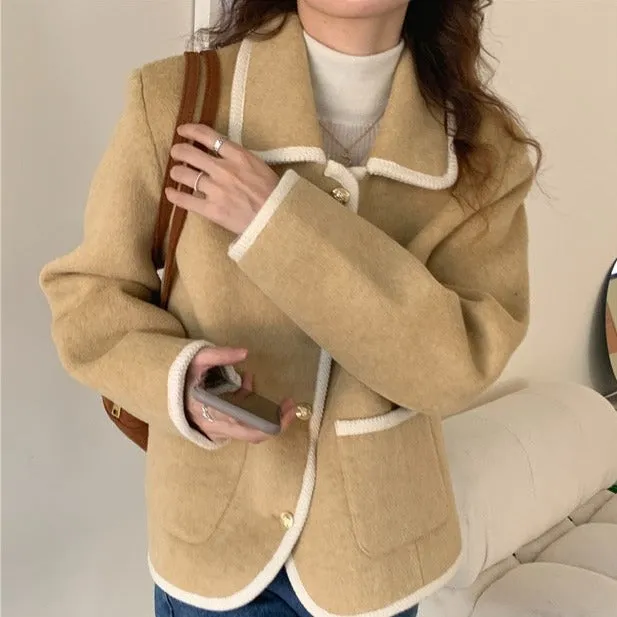 Peter Pan Collar Gold Button White Trim Jacket