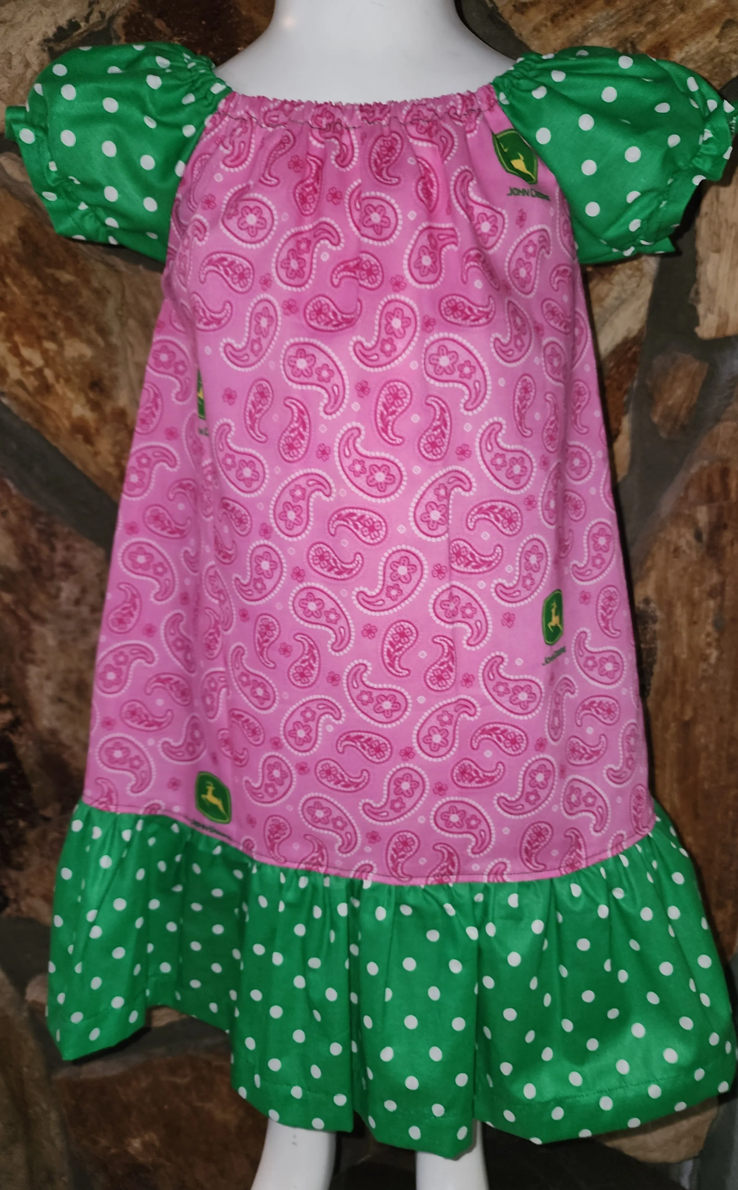 Pink Paisley John Deere Themed Dress Size 2/3