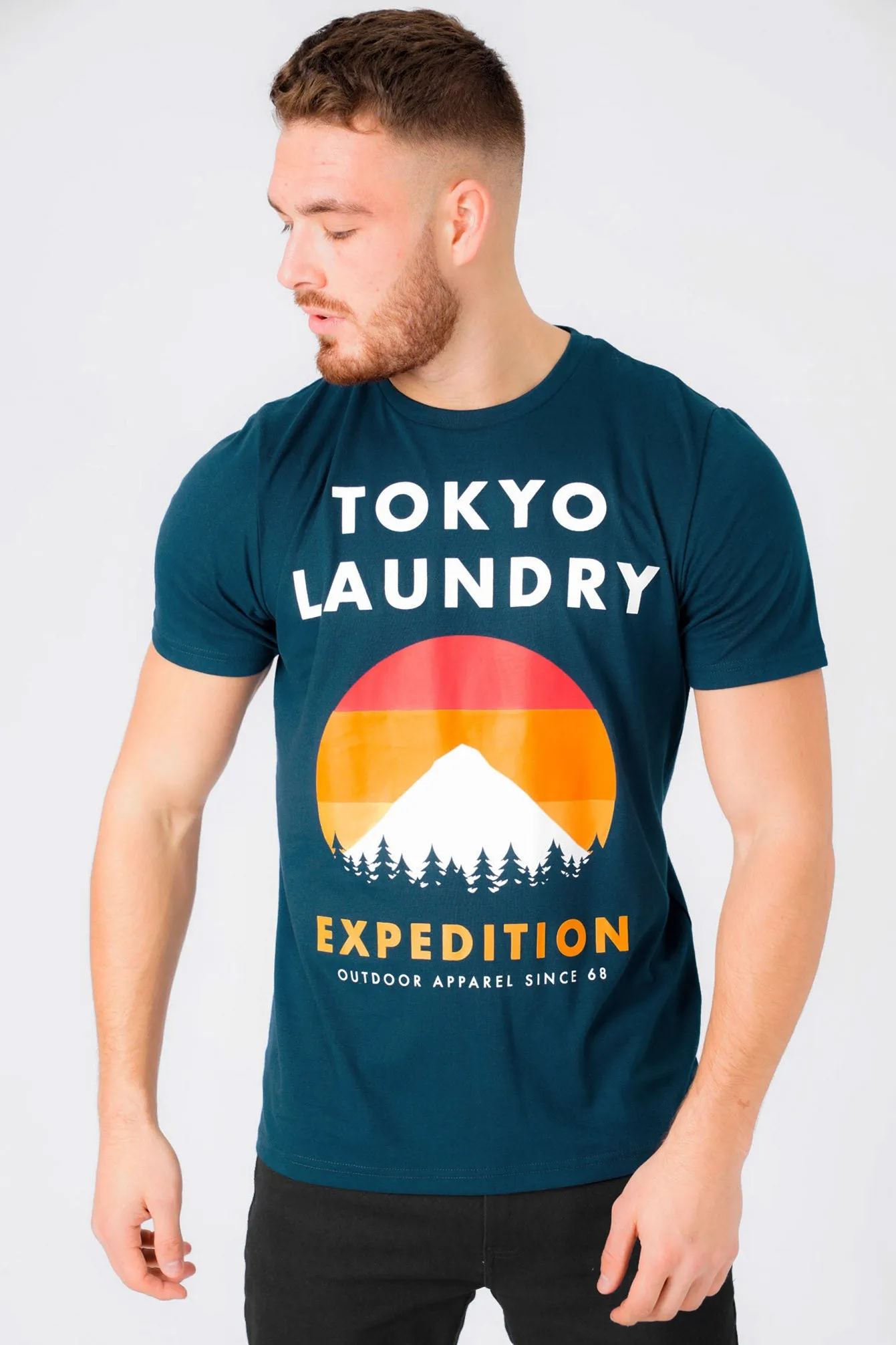 Platfield Motif Cotton Jersey T-Shirt In Gibralter Sea - Tokyo Laundry