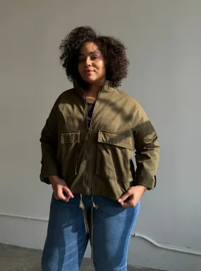 Plus Size Double Pocket Utility Parka