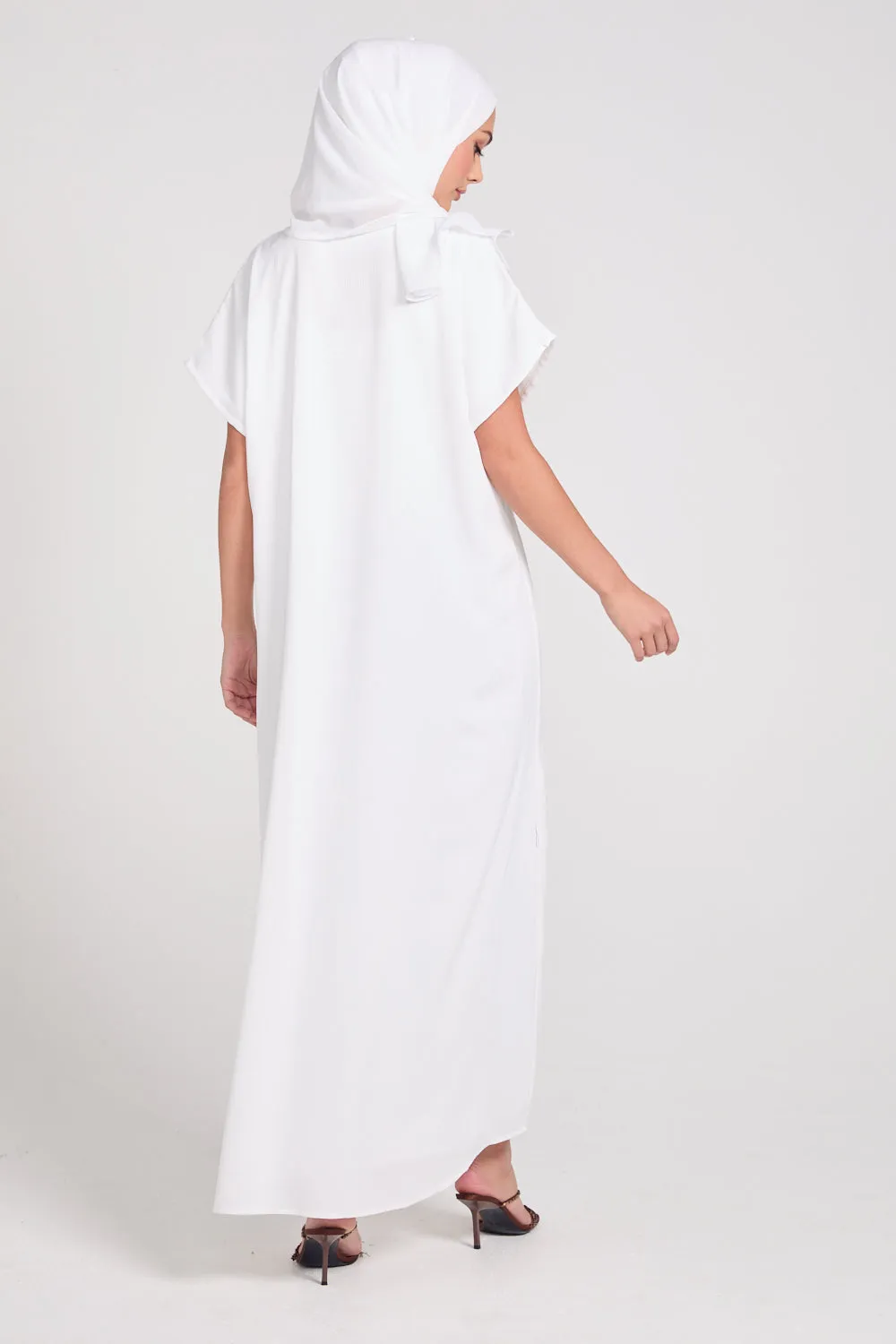 Premium Textured Inner Slip Dress WITH LINING - White