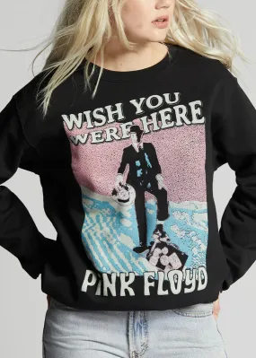 Recycled Karma Pink Floyd Wish You Were Here Fitted Sweatshirt | Black