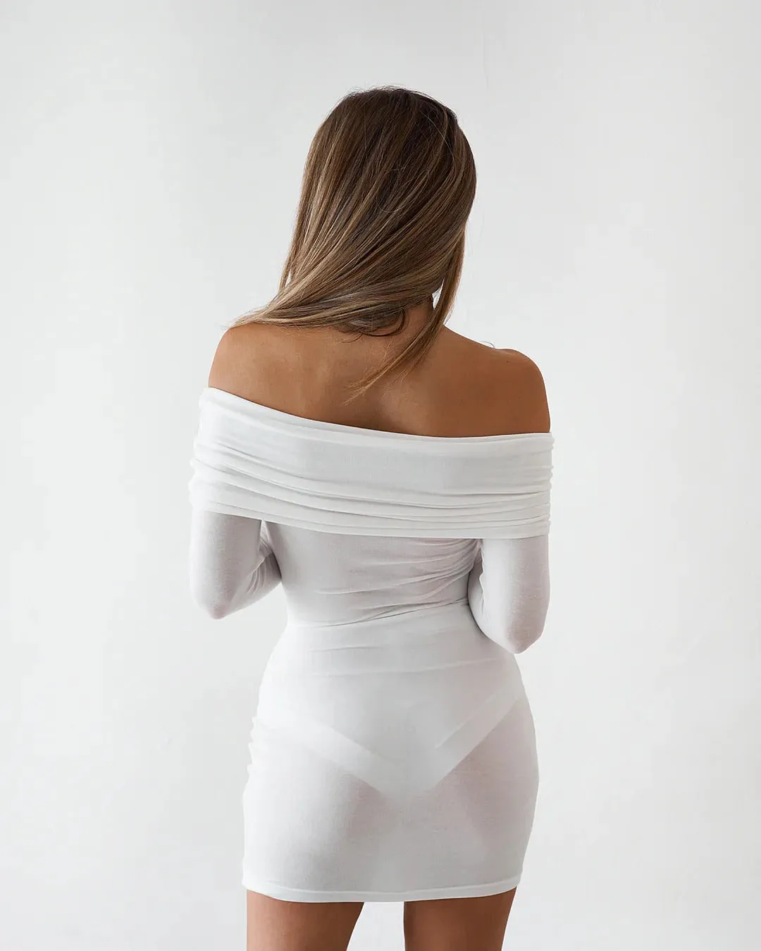 Sheer Mini Dress - White