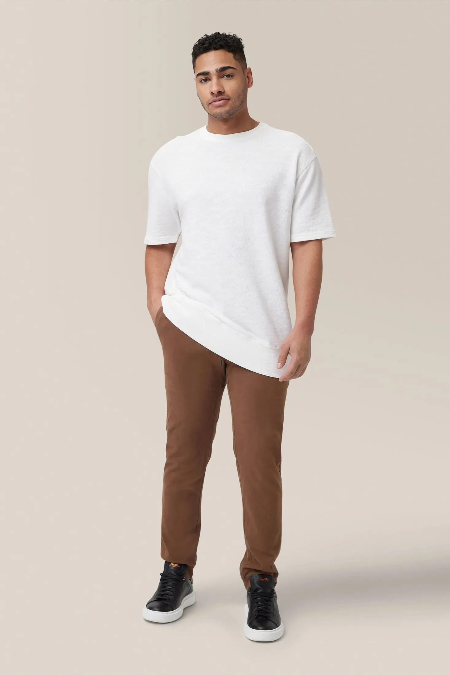 Short Sleeve Crew Sweatshirt | Natural Marled French Terry