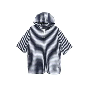 Short Sleeve Hoody (Navy/White PC Stripe Jersey)