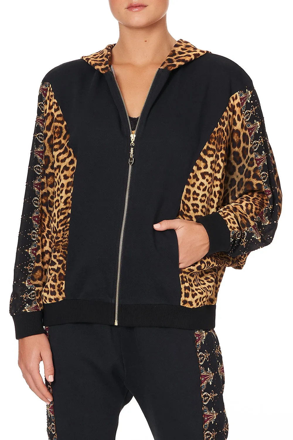 SILK MIX JERSEY ZIP FRONT SWEAT JACKET LADY LODGE