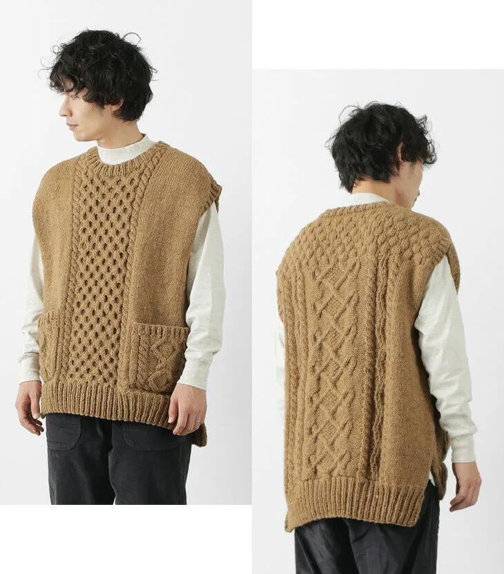 SLOW HANDS / Vegetable Dye Aran Drop Shoulder Knit Vest