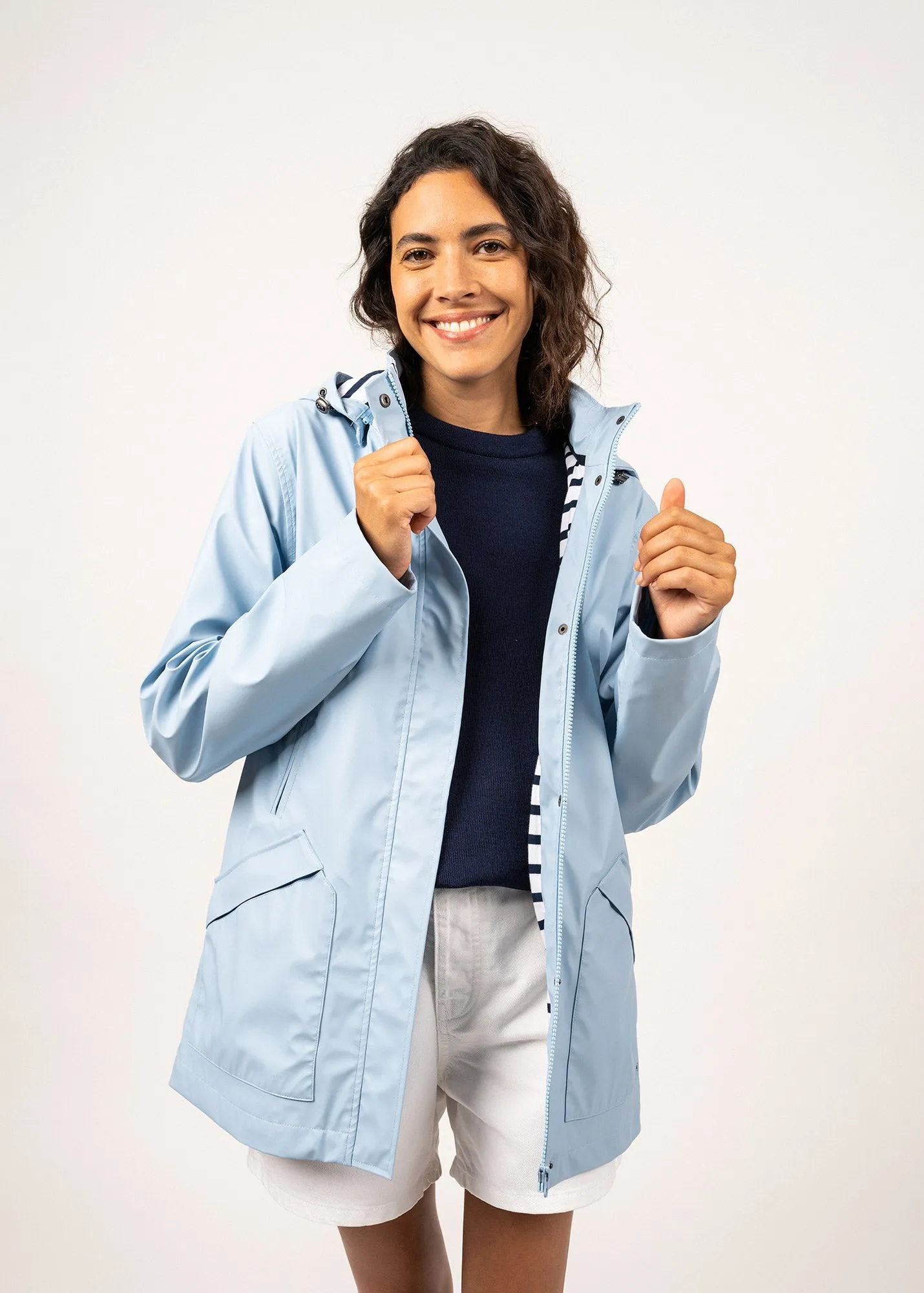 ST MORGANE - Waterproof Raincoat with Hood (LIGHT BLUE)