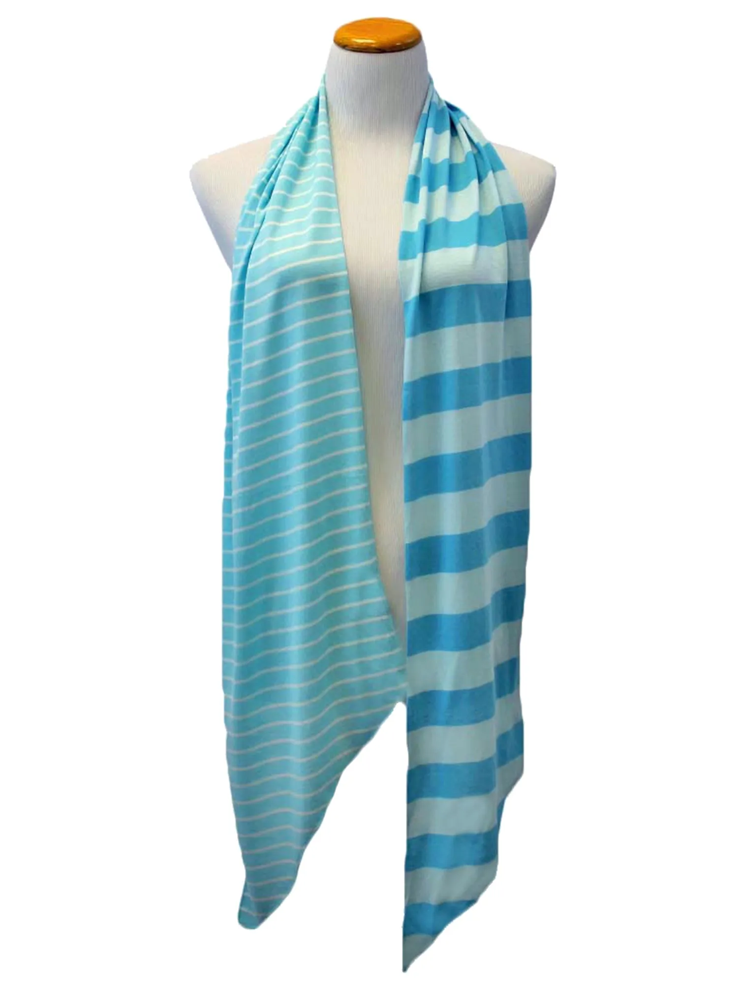 Stripe Asymmetrical Cut Neck Scarf