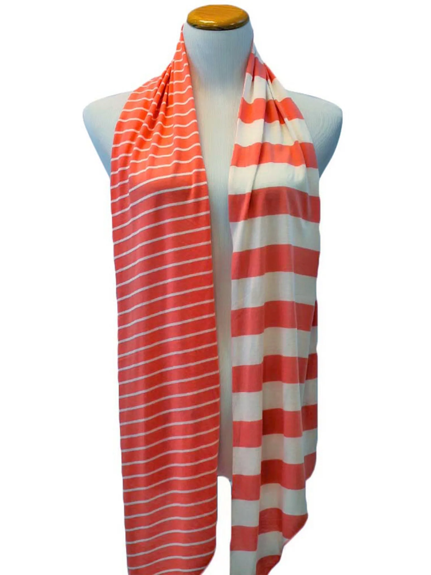 Stripe Asymmetrical Cut Neck Scarf