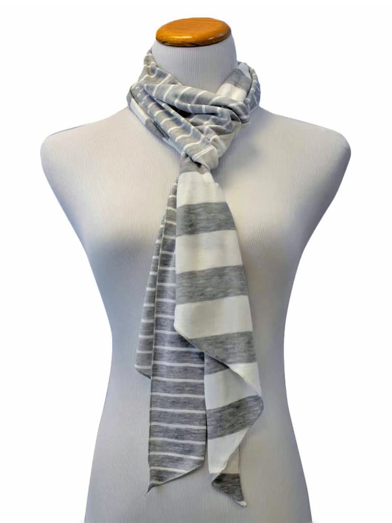 Stripe Asymmetrical Cut Neck Scarf