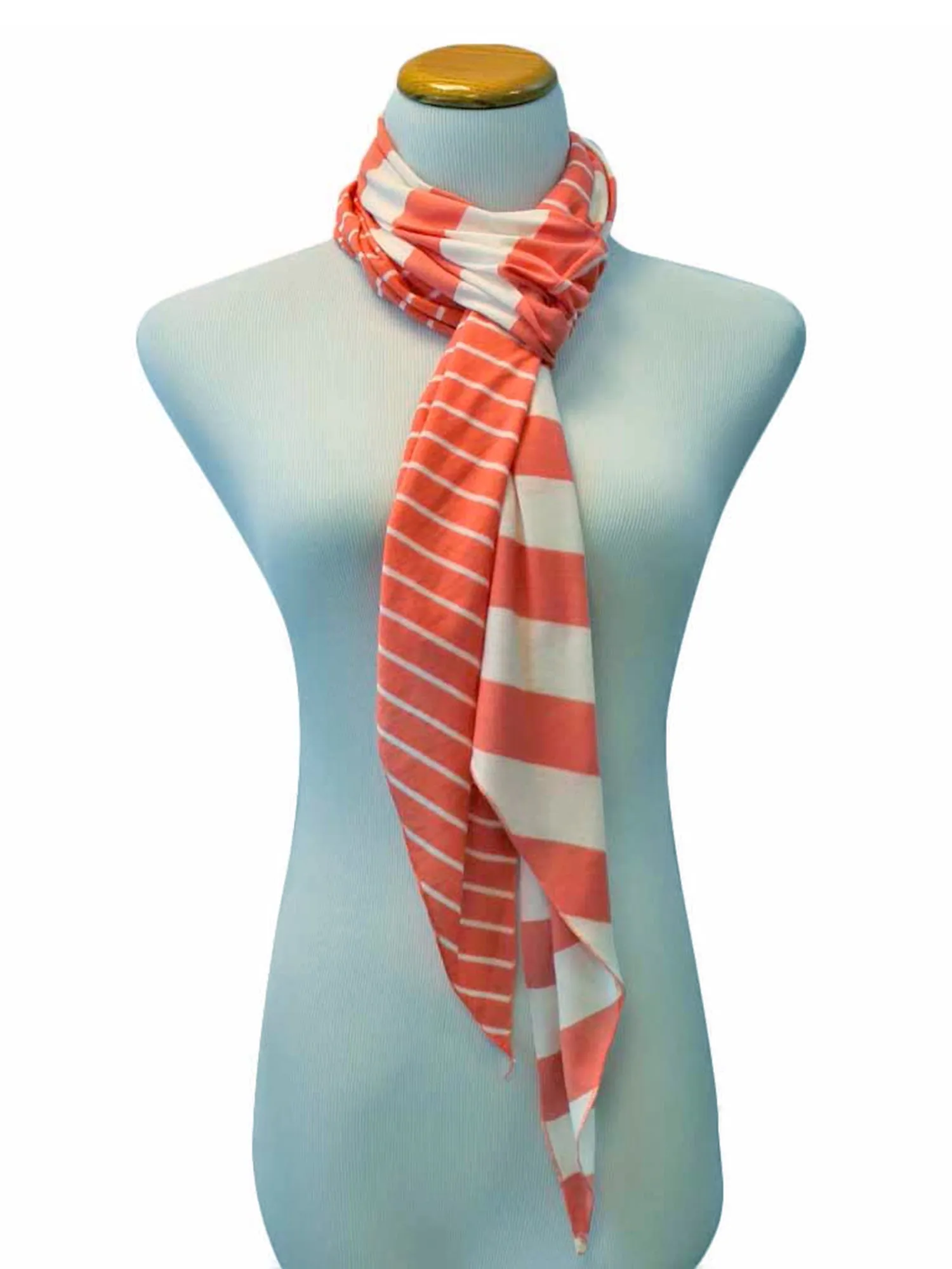 Stripe Asymmetrical Cut Neck Scarf