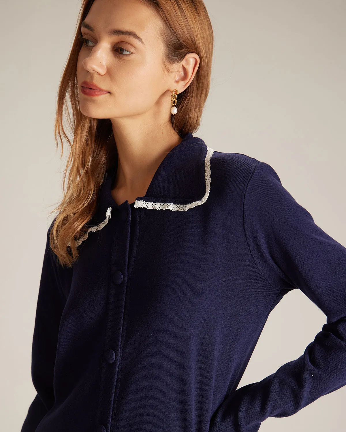 The Navy Peter Pan Collar Sweater Mini Dress