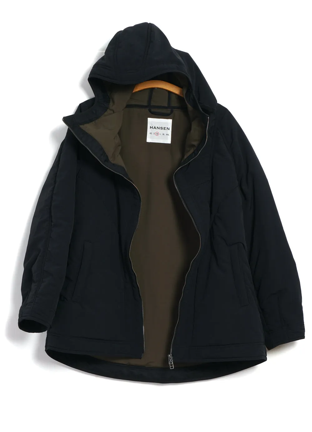 THOMAS 28-23-2 | Loose Padded Hood Jacket | Padded Black