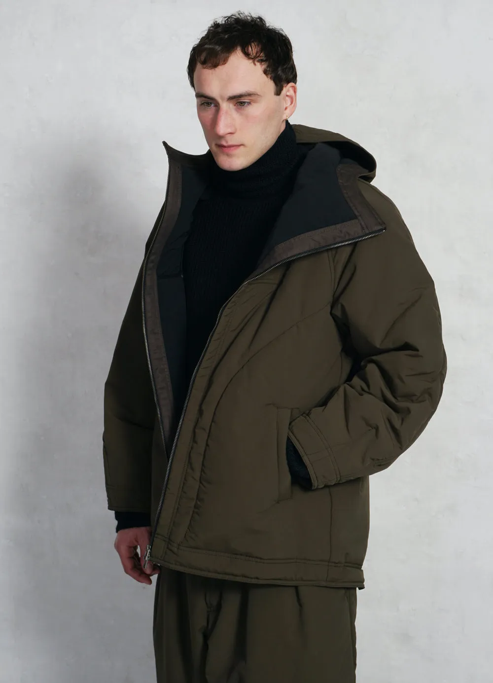 THOMAS 28-23-6 | Loose Padded Hood Jacket | Padded Olive