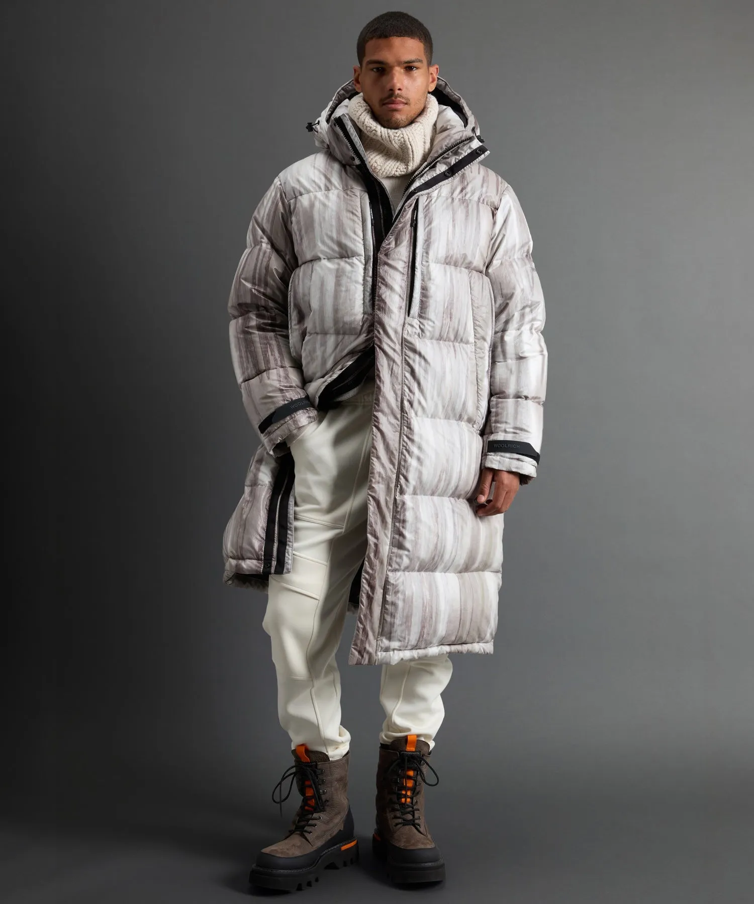 Todd Snyder X Woolrich Long Parka in Abstract Stripe