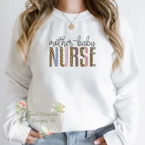 Trendy Leopard Print Mother Baby Nurse Sweatshirt Crewneck