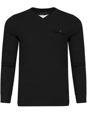 Veepoc Mock T-Shirt Insert Long Sleeve T-Shirt in Black - Dissident