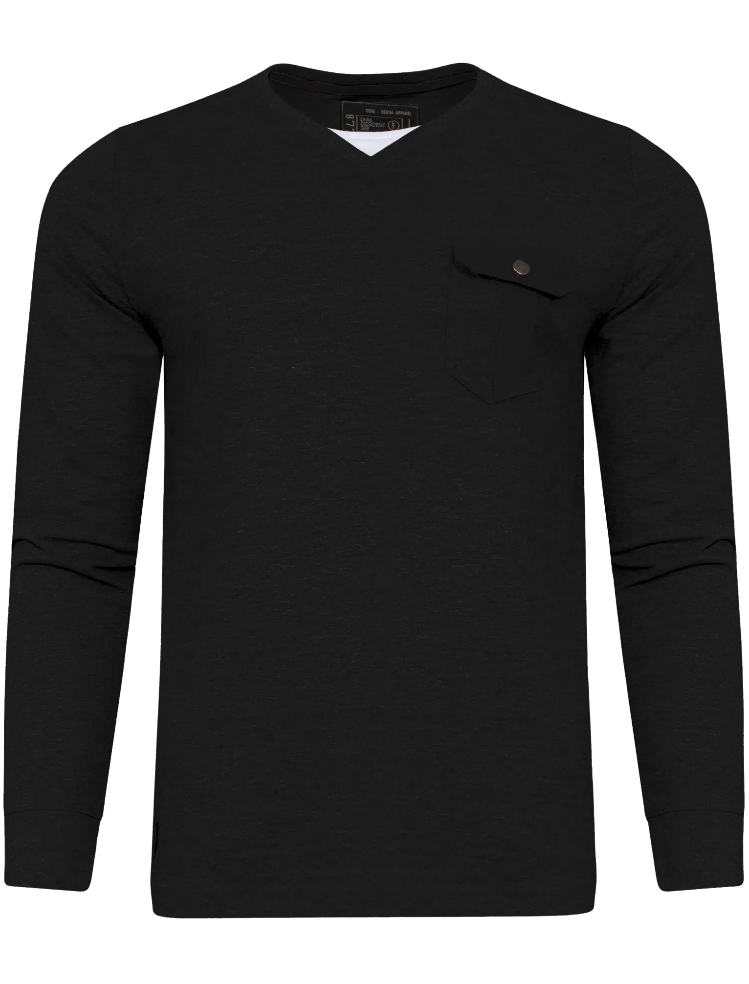 Veepoc Mock T-Shirt Insert Long Sleeve T-Shirt in Black - Dissident