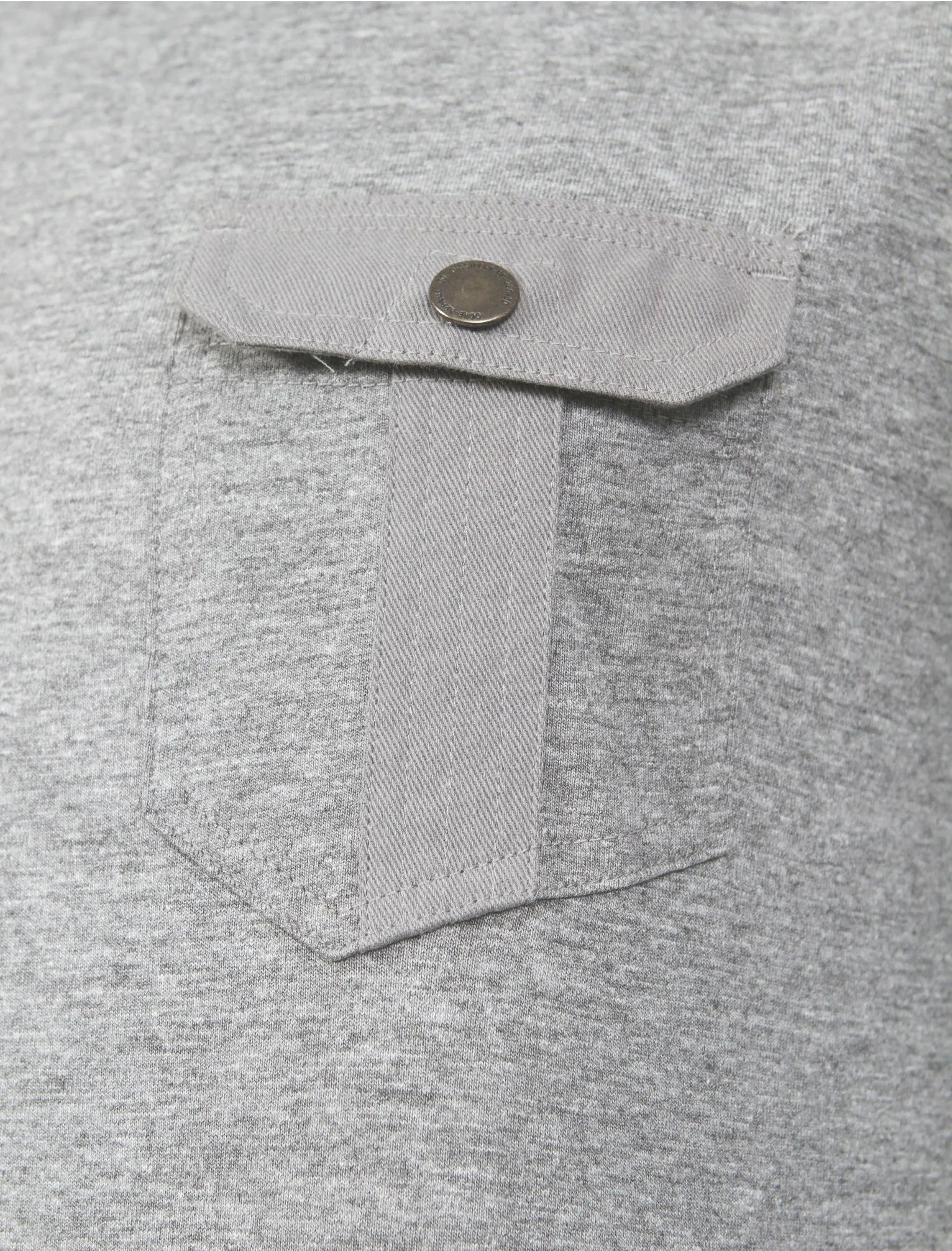 Veepoc Mock T-Shirt Insert Long Sleeve T-Shirt in Light Grey Marl - Dissident