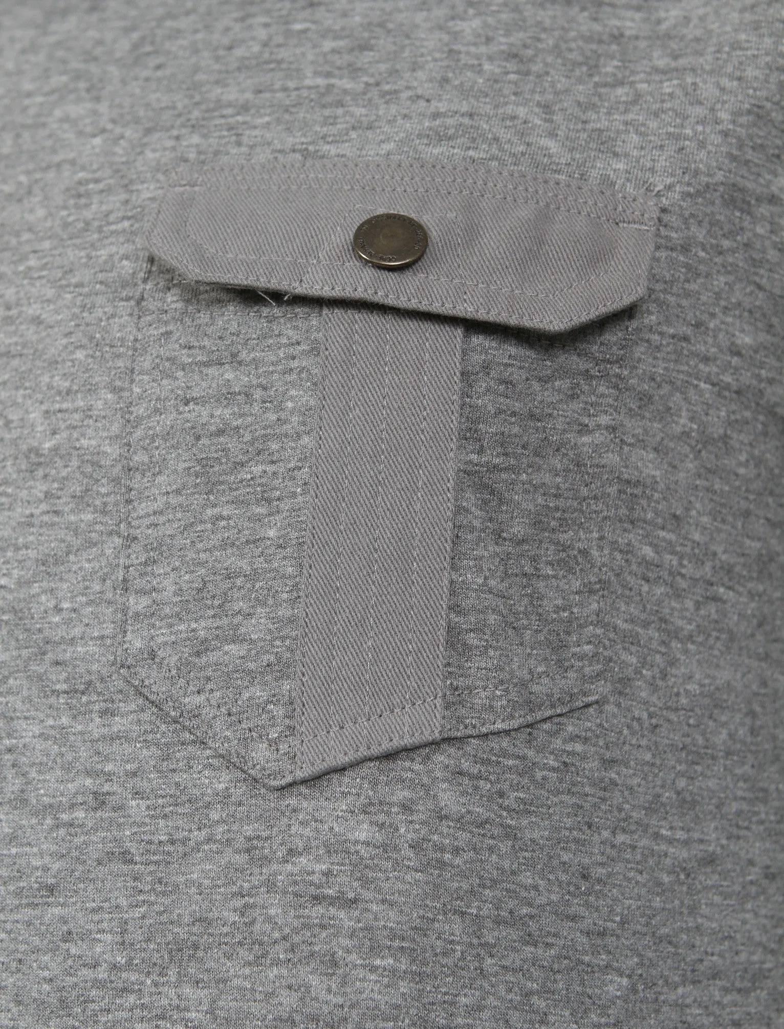 Veepoc Mock T-Shirt Insert Long Sleeve T-Shirt in Mid Grey Marl - Dissident