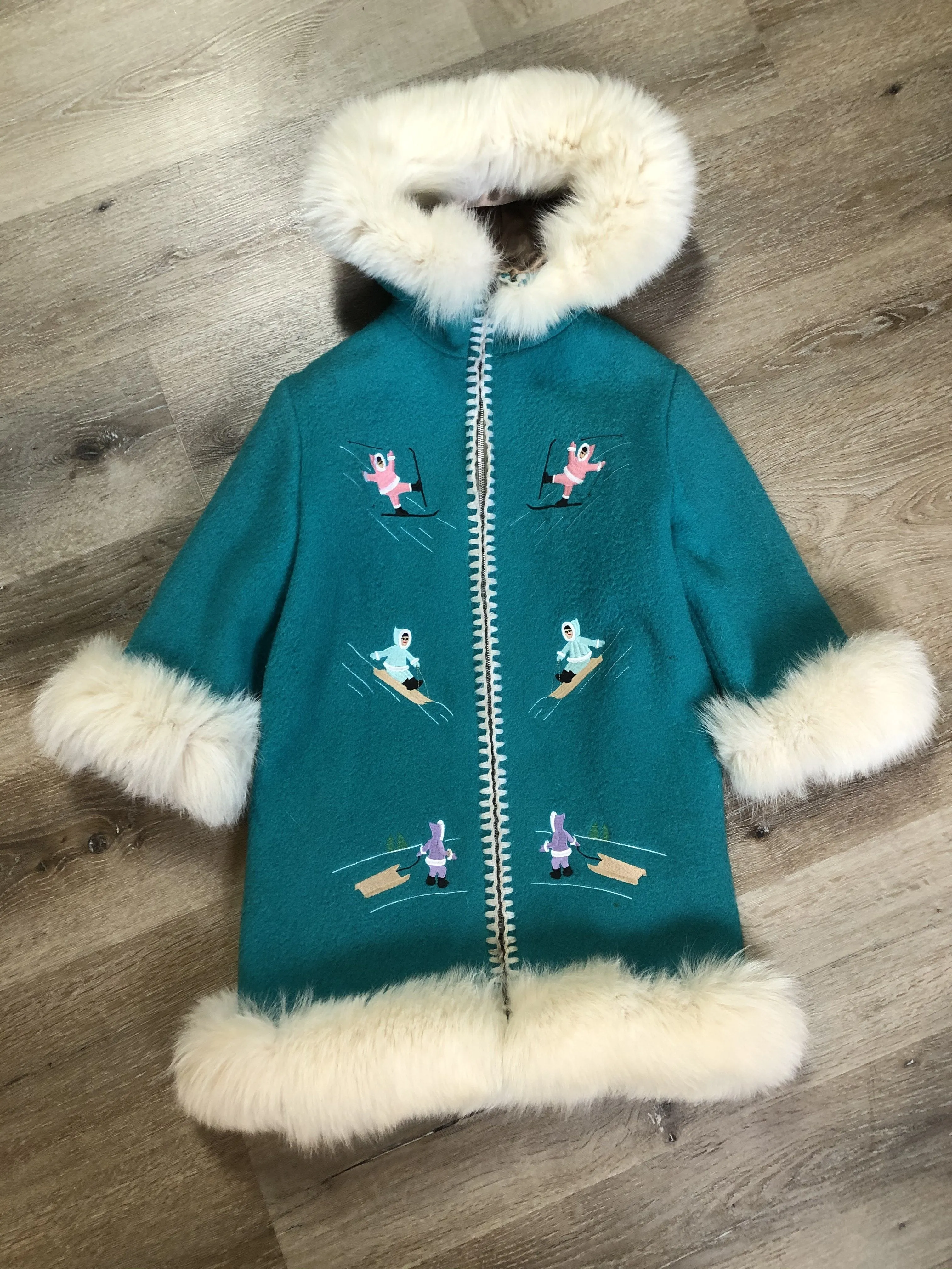 Vintage Children’s Turquoise Humber Handcrafts Northern Parka, Made in Canada