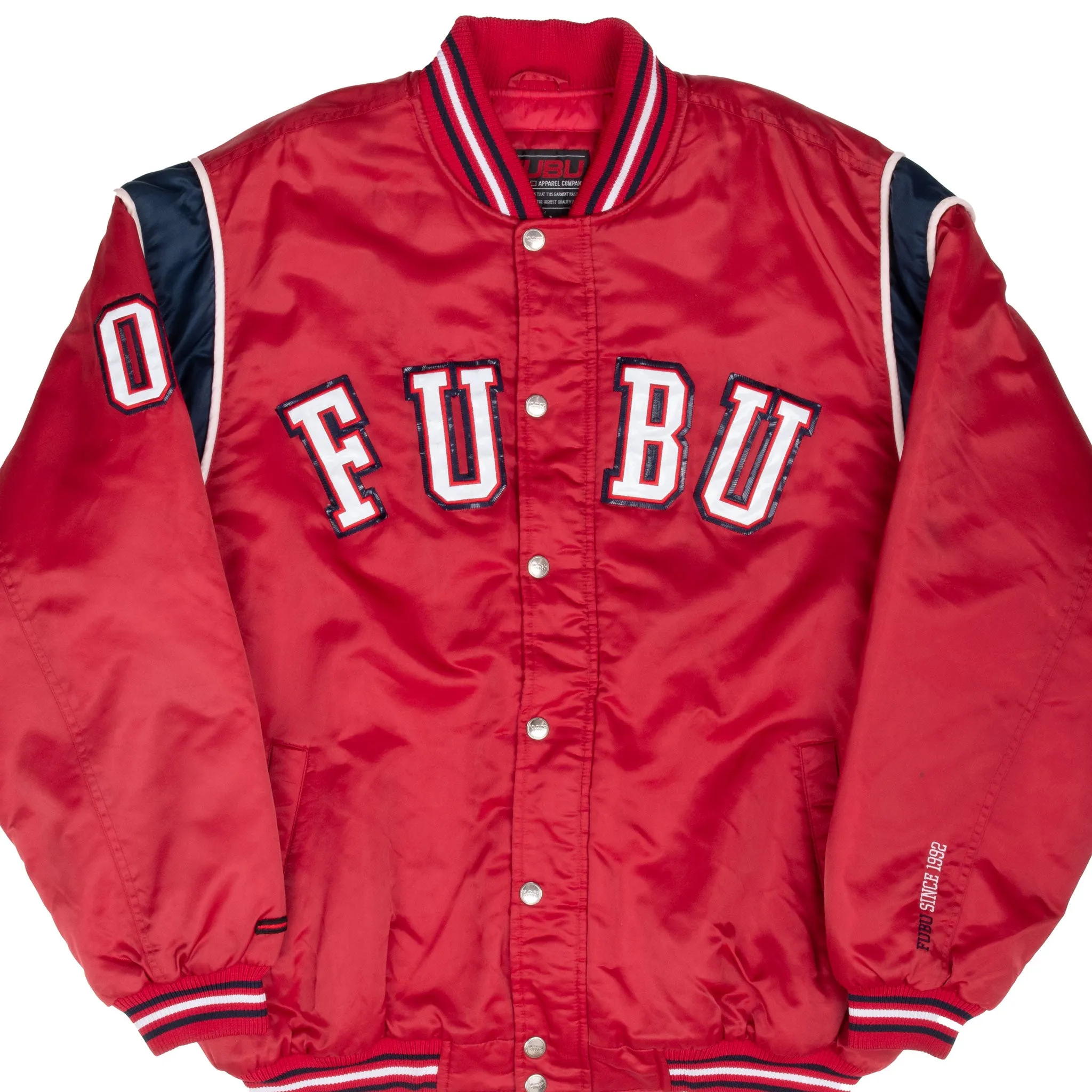 VINTAGE FUBU RED SATIN BOMBER JACKET 2000S XL