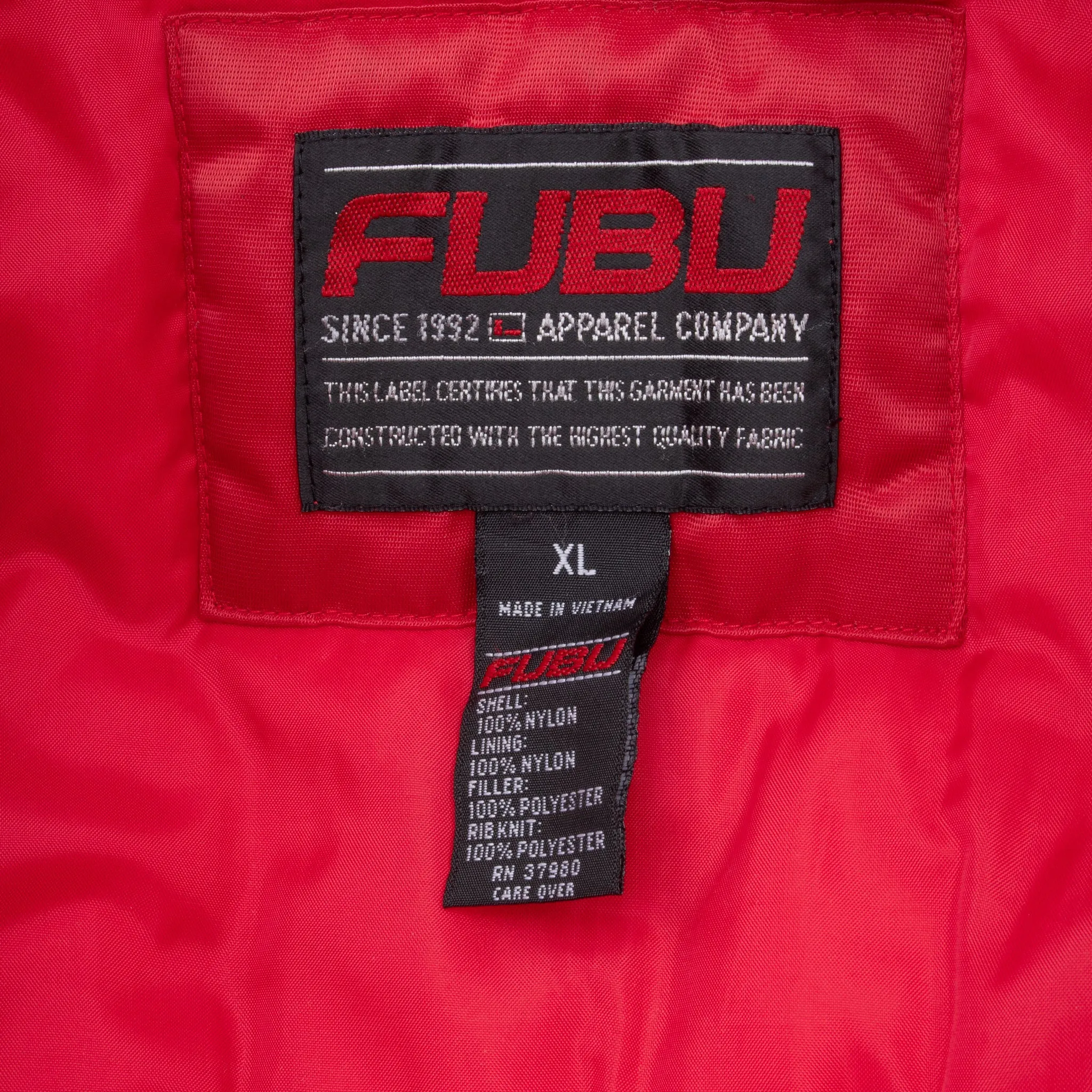 VINTAGE FUBU RED SATIN BOMBER JACKET 2000S XL