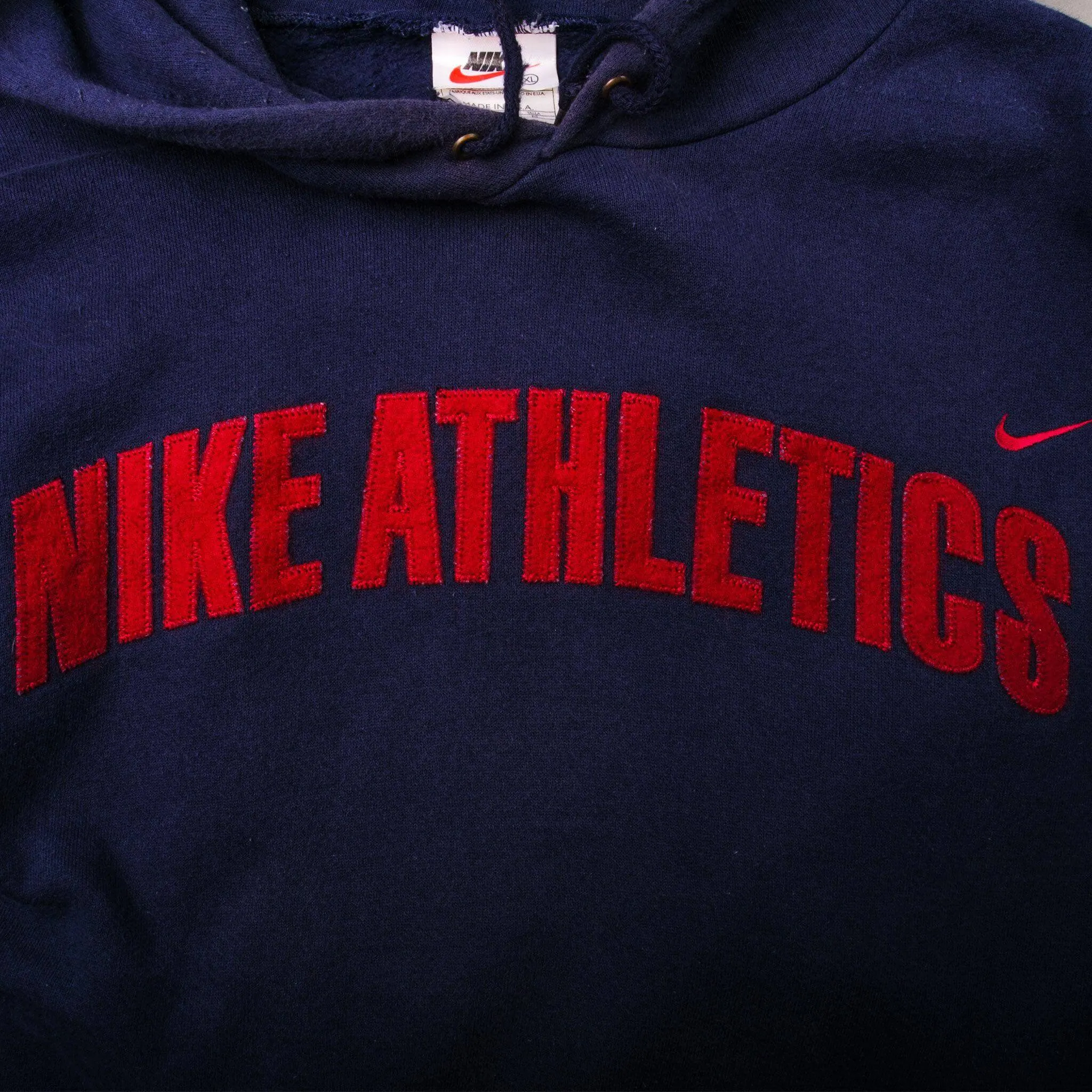 VINTAGE NIKE ATHLETICS BLUE HOODIE MID 1990s SIZE XL MADE IN USA