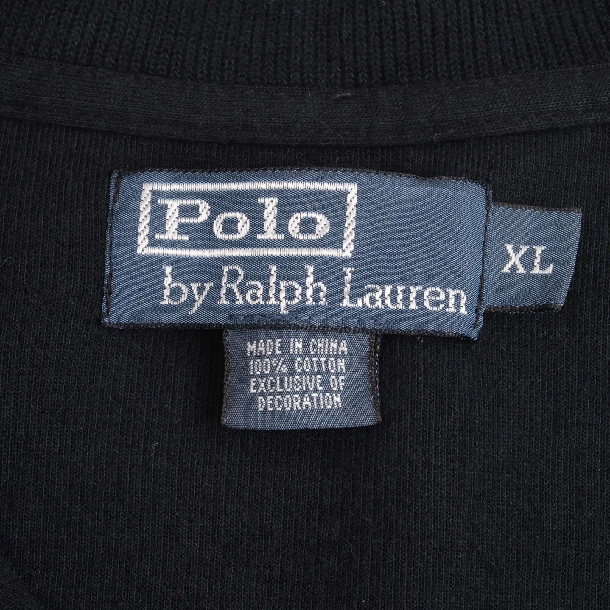 VINTAGE POLO RALPH LAUREN BLACK QUARTER 1/4 ZIP SWEATER 1990S SIZE XL