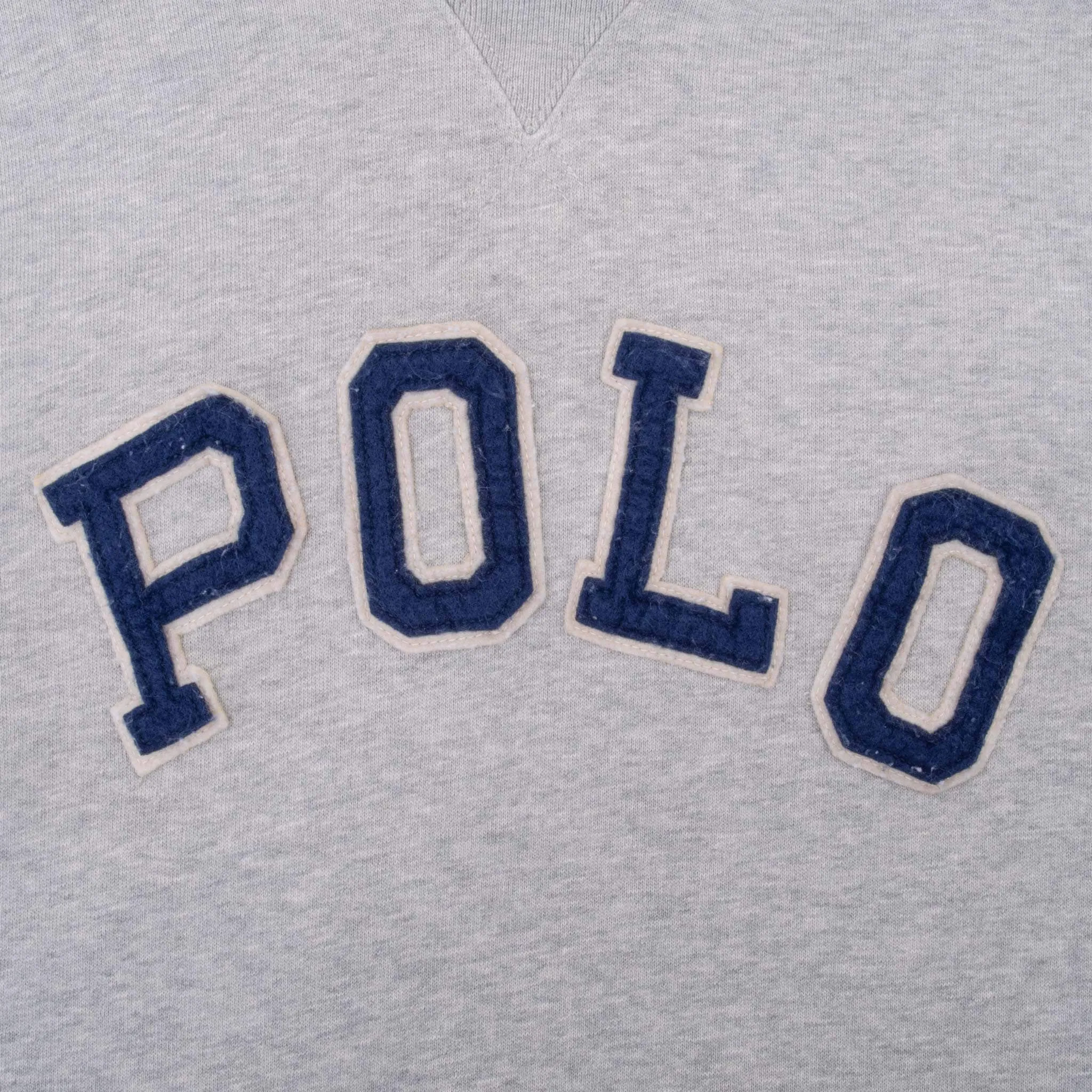 VINTAGE POLO RALPH LAUREN GREY HOODIE SWEATSHIRT SMALL