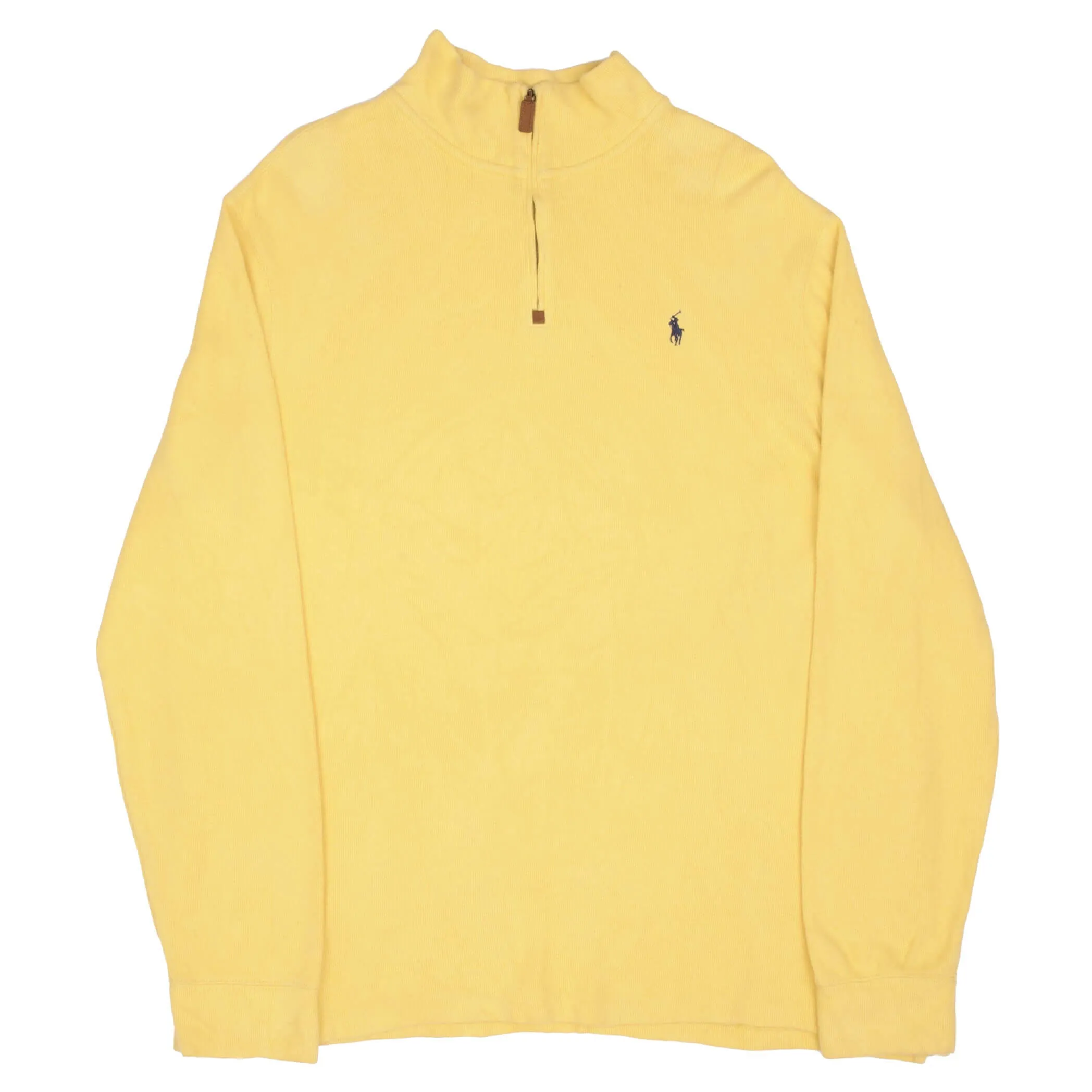 VINTAGE RALPH LAUREN YELLOW QUARTER ZIP SWEATER SIZE XL 1990S