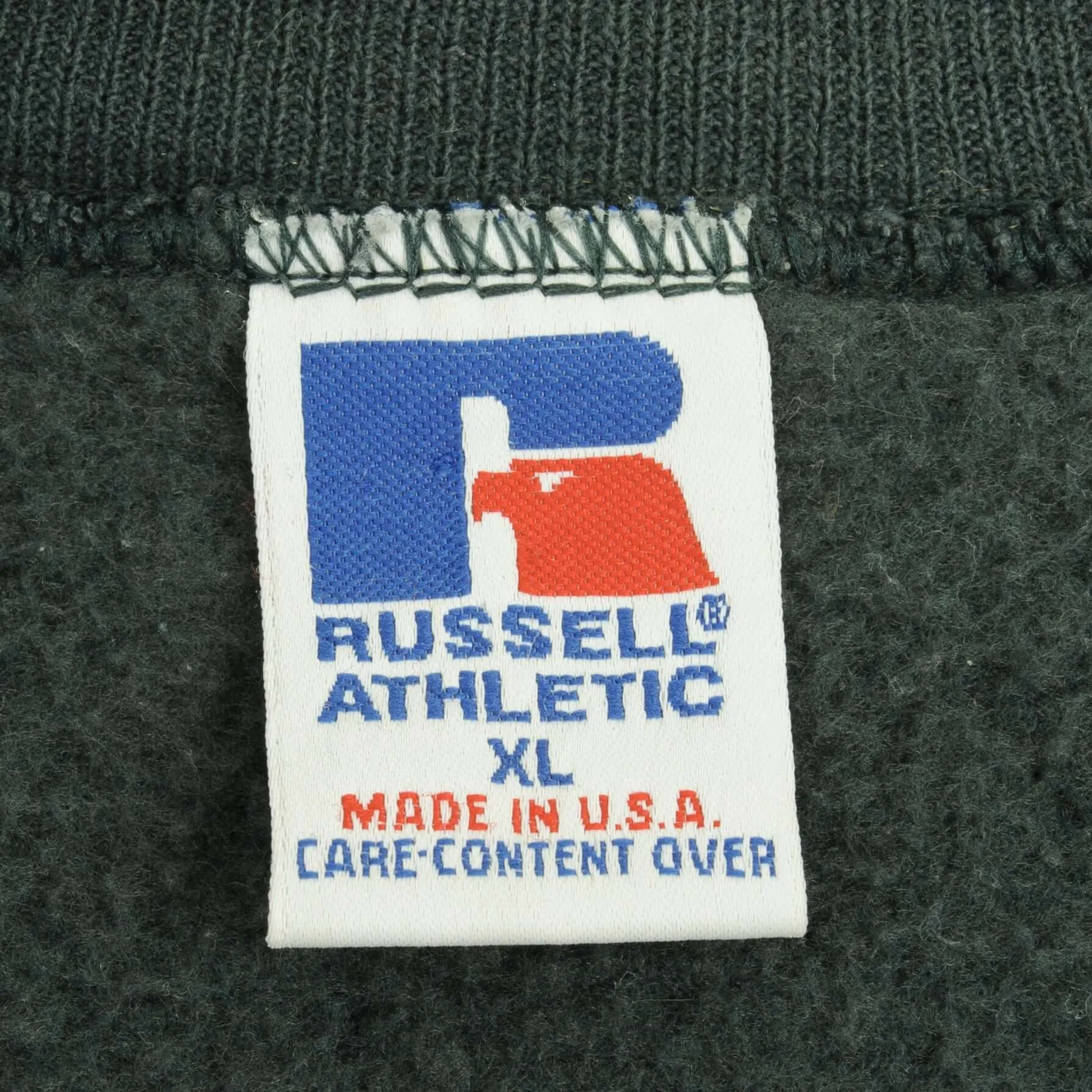 VINTAGE RUSSELL ATHLETIC BLANK PINE GREEN SWEATSHIRT 1990S XL MADE IN USA