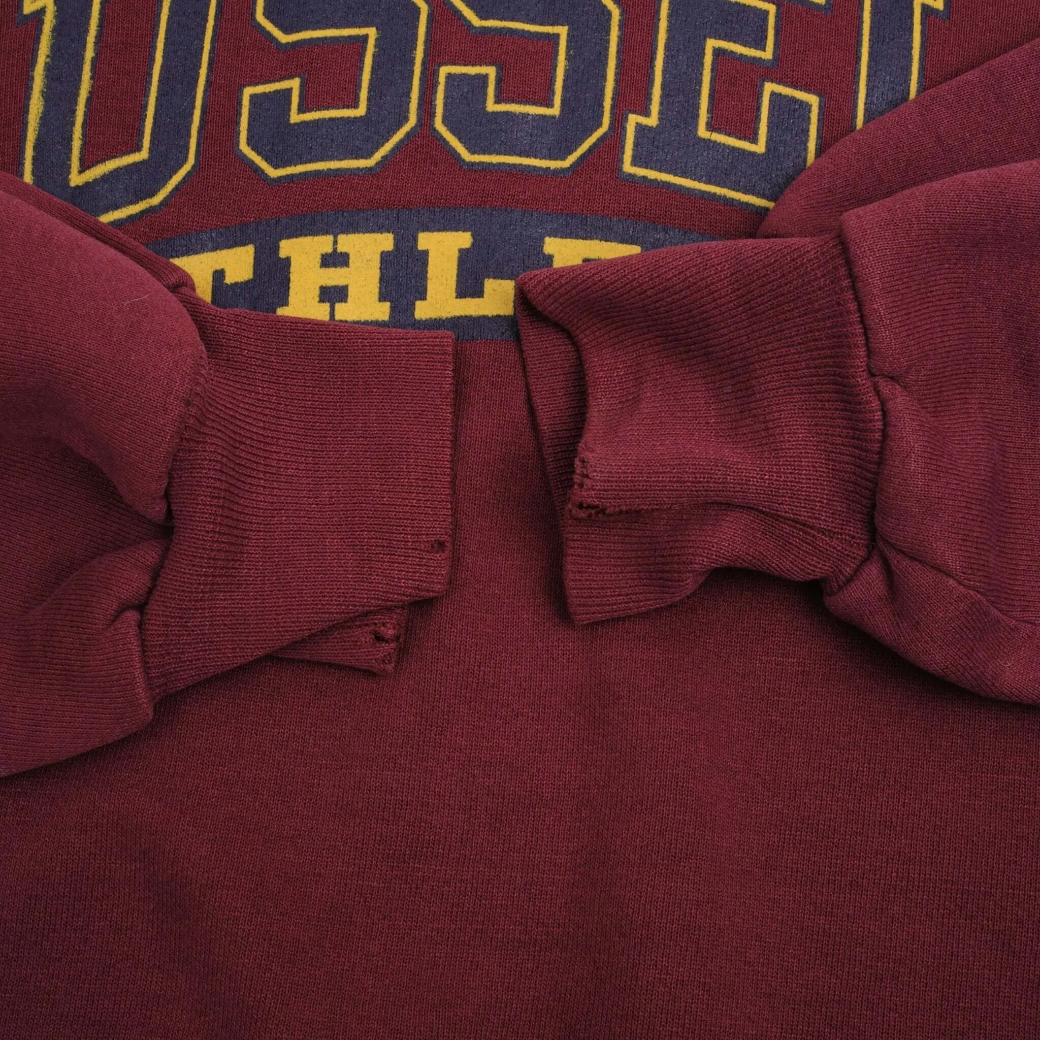 VINTAGE RUSSELL ATHLETIC SPELLOUT RED BURGUNDY SWEATSHIRT 1990S XL MADE IN USA