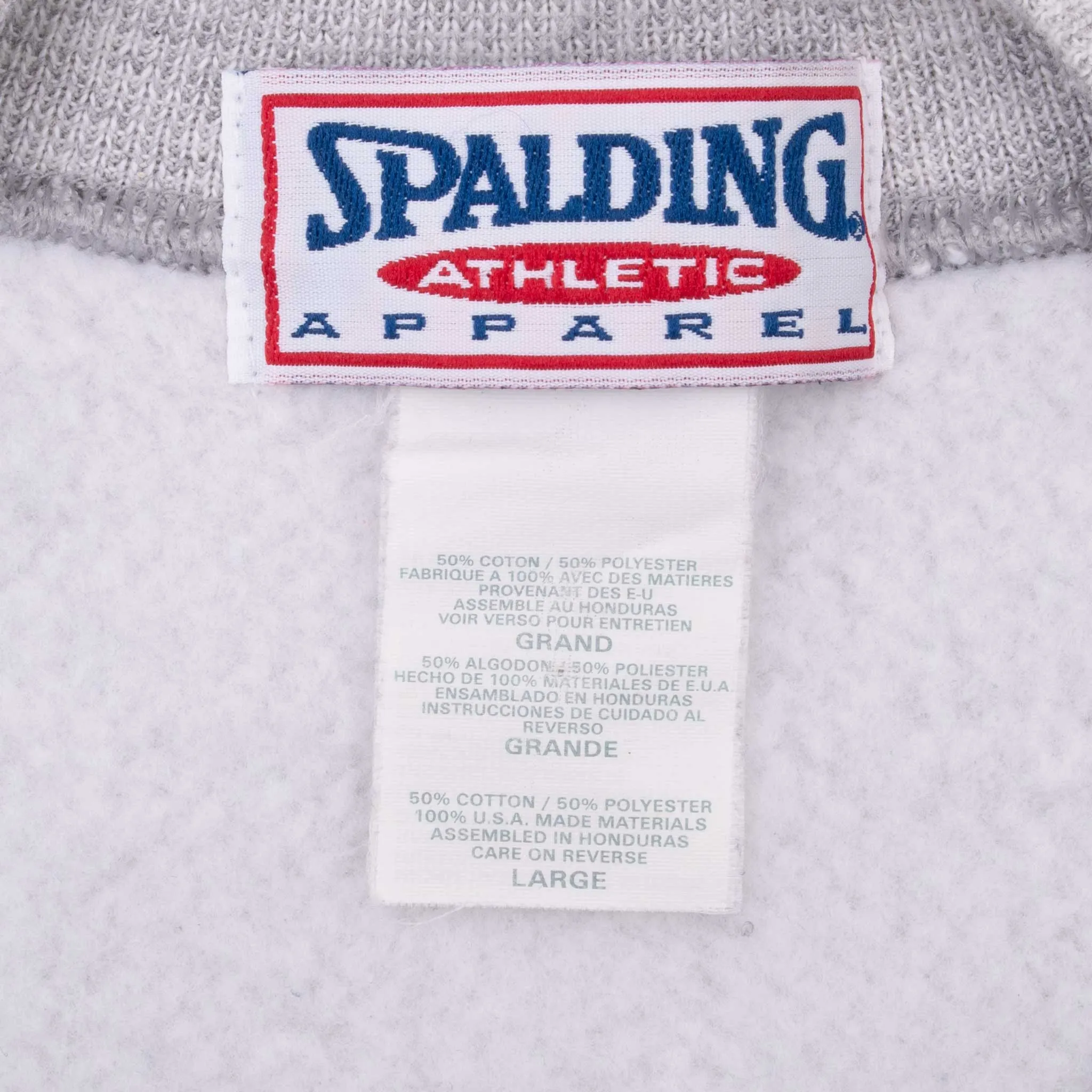 VINTAGE SPALDING GREY CREWNECK SWEATSHIRT 1990S SIZE LARGE