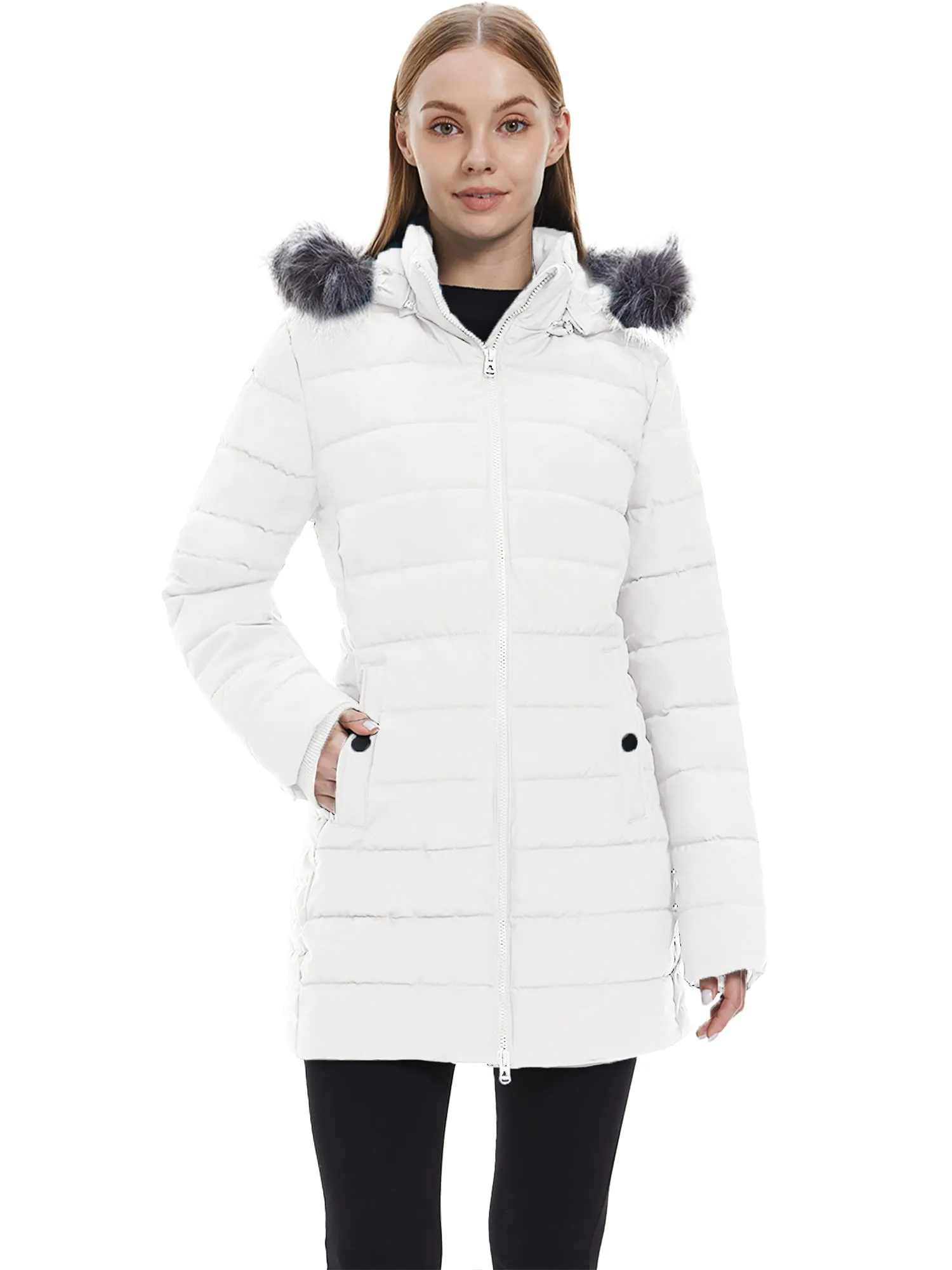 Wantdo Women's Winter Coat Hip-Length Warm Puffer Jacket Quilted Winter Jacket with Hood