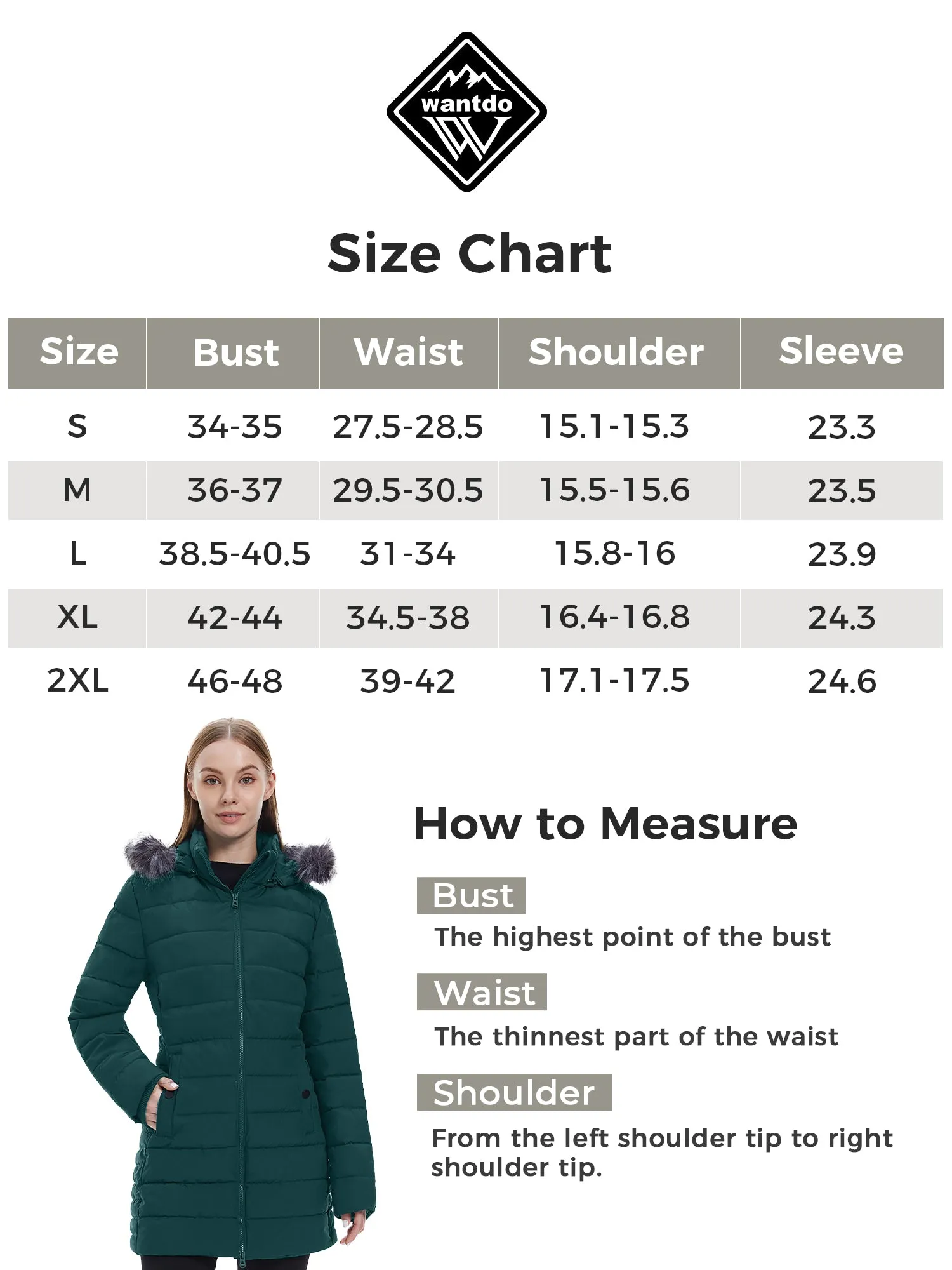 Wantdo Women's Winter Coat Hip-Length Warm Puffer Jacket Quilted Winter Jacket with Hood