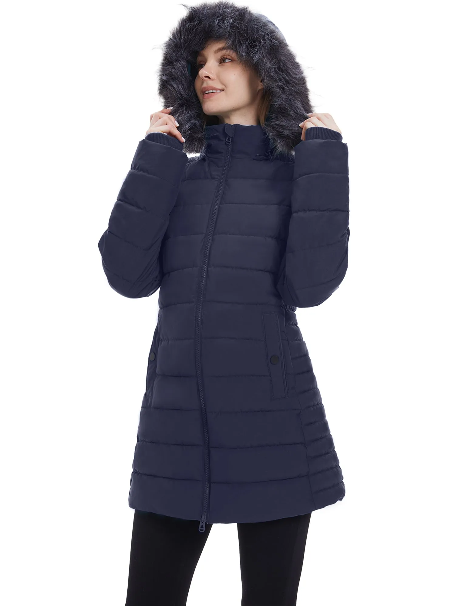 Wantdo Women's Winter Coat Hip-Length Warm Puffer Jacket Quilted Winter Jacket with Hood