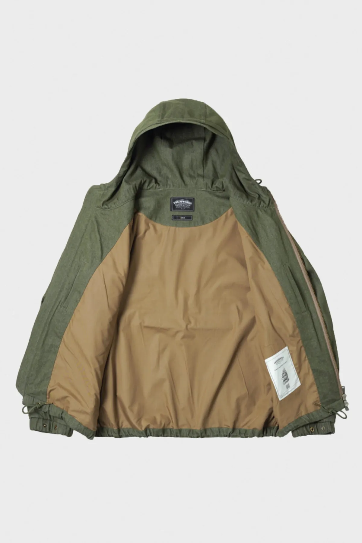 Washed Denim Hooded Parka - Olive