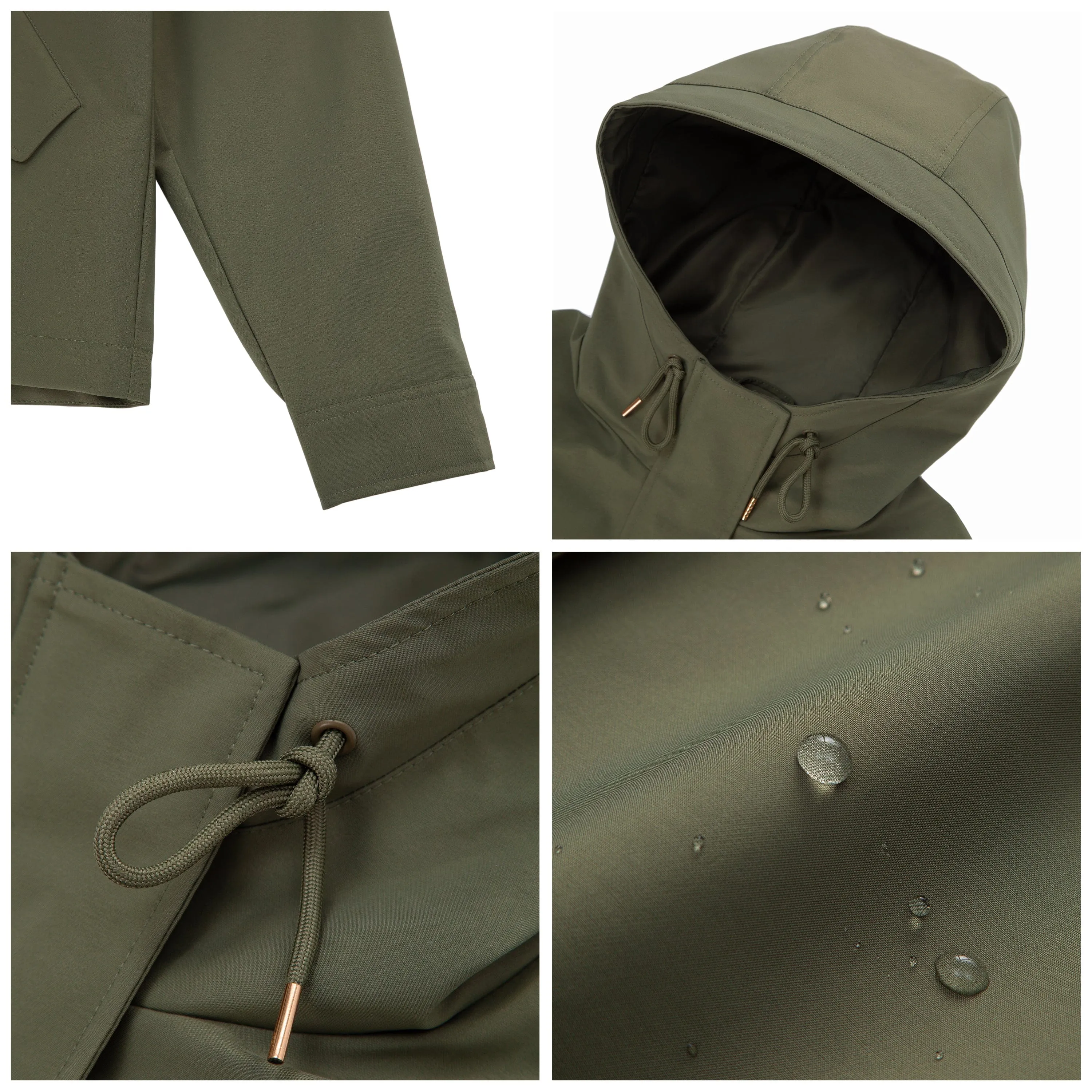 Women's Hooded Water-Resistant Parka Windbreaker Jacket