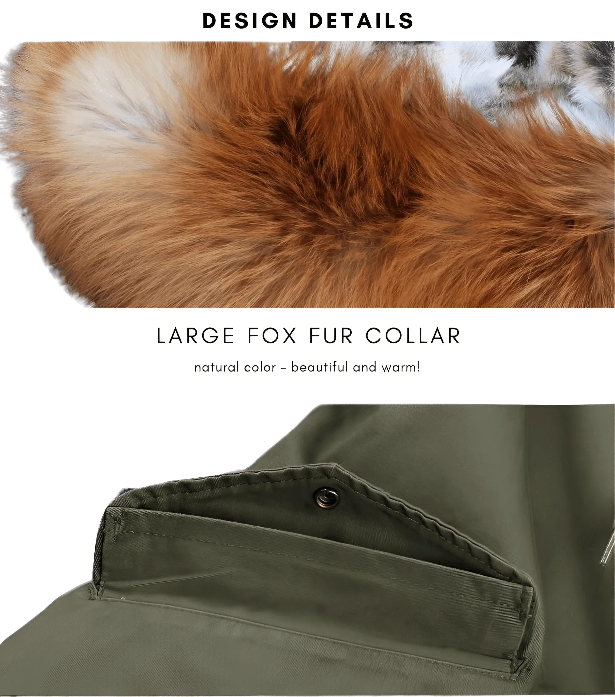 Women's Long Rabbit Fur Parka Real Fur Lining & Real Fox Fur Collar