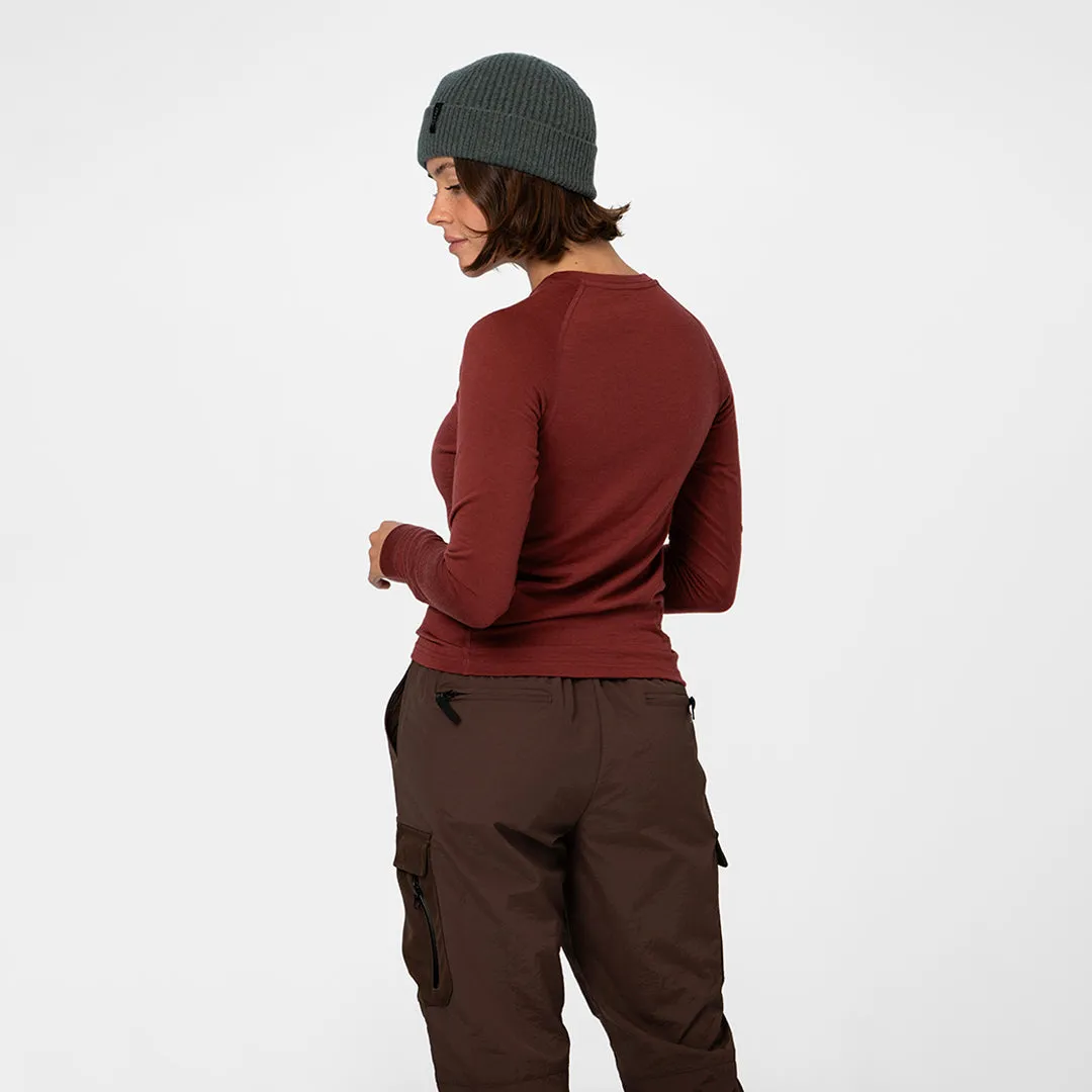 Womens Merino LS Base Layer Russet