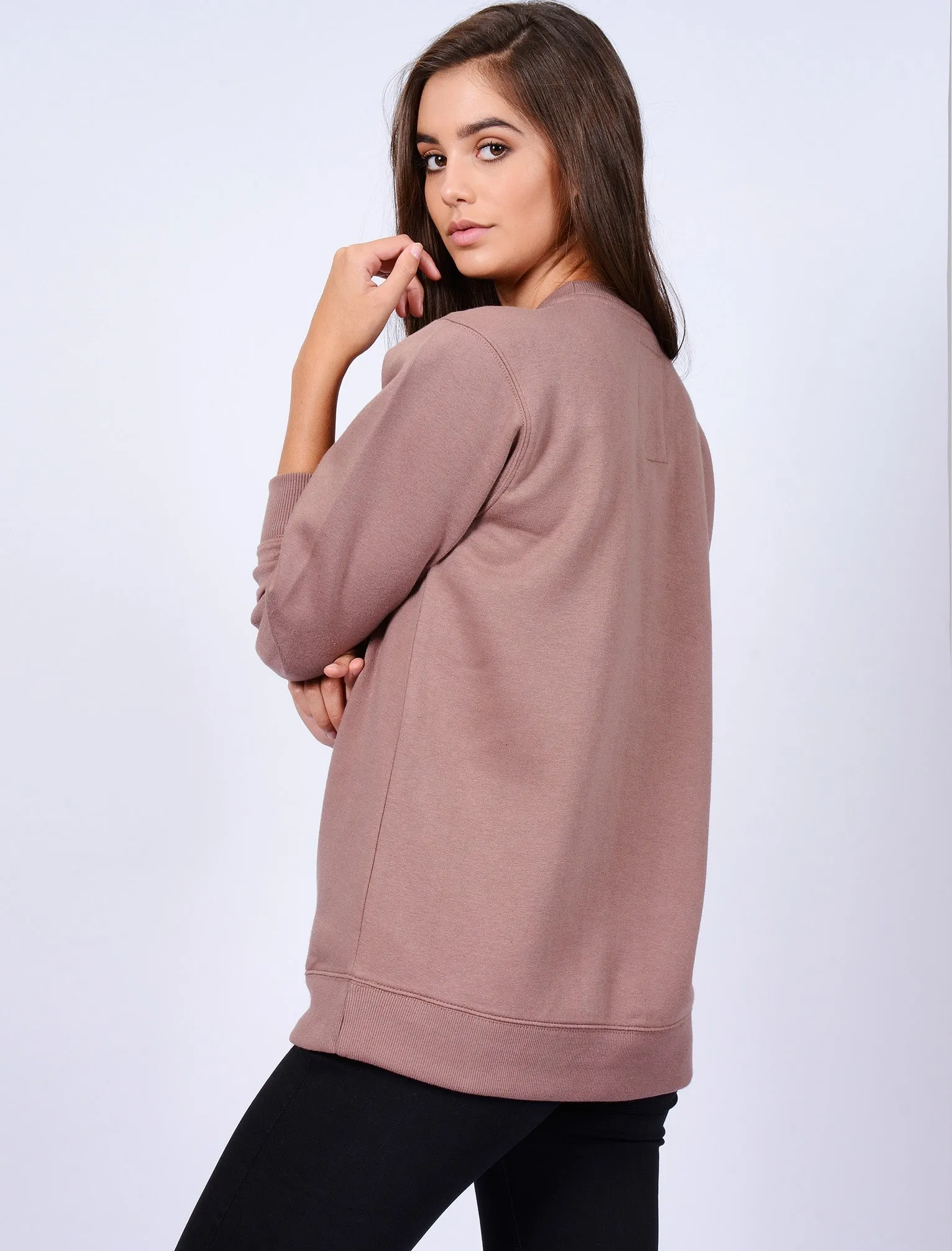 Womens Sweatshirt with Boucle Motif in Soft Mauve - Tokyo Laundry